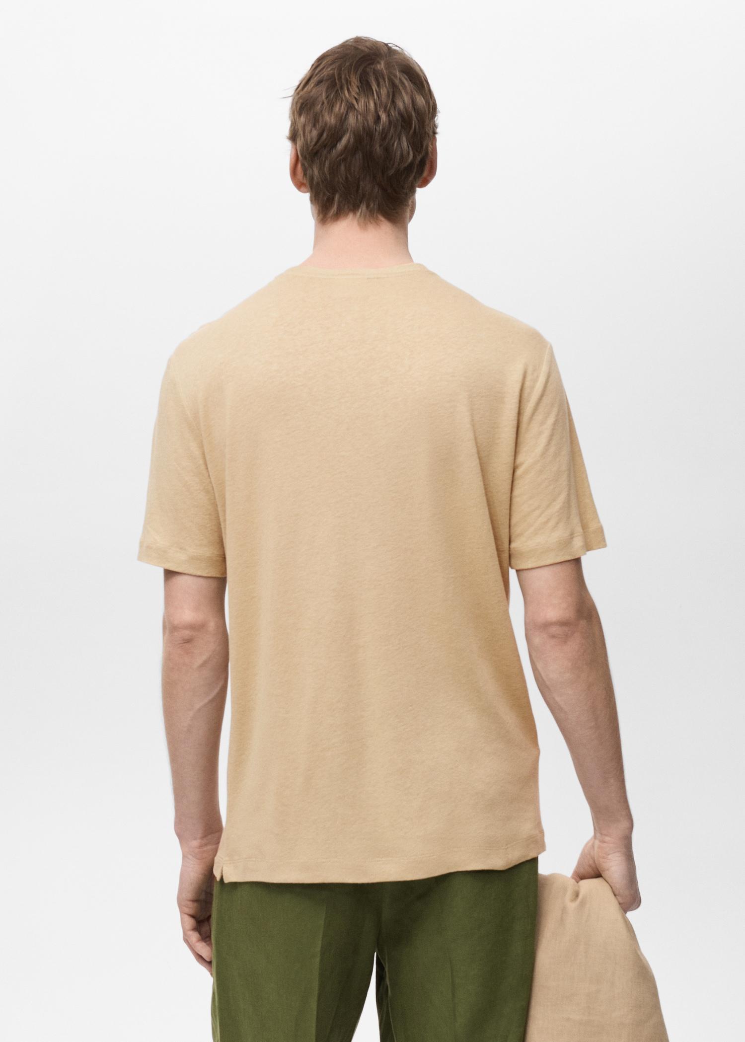 Linen slim-fit t-shirt - Men | MANGO USA Product Image