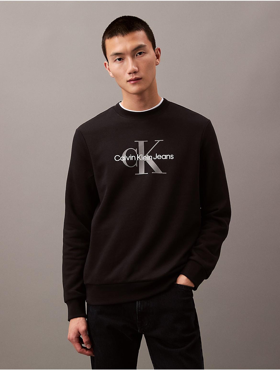Calvin Klein Mens Monologo Fleece Crewneck Sweatshirt - Black Product Image