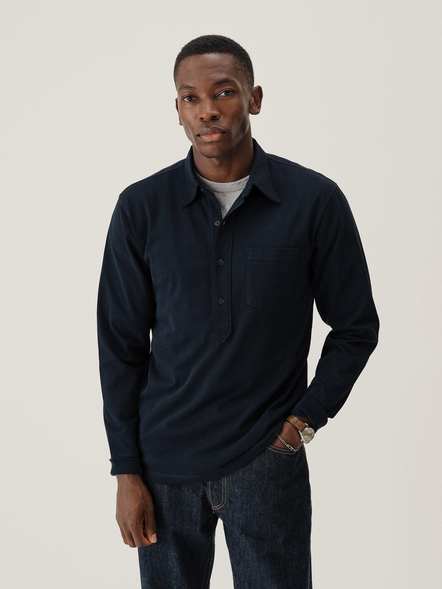 Navy Coolhand Cotton Popover Product Image