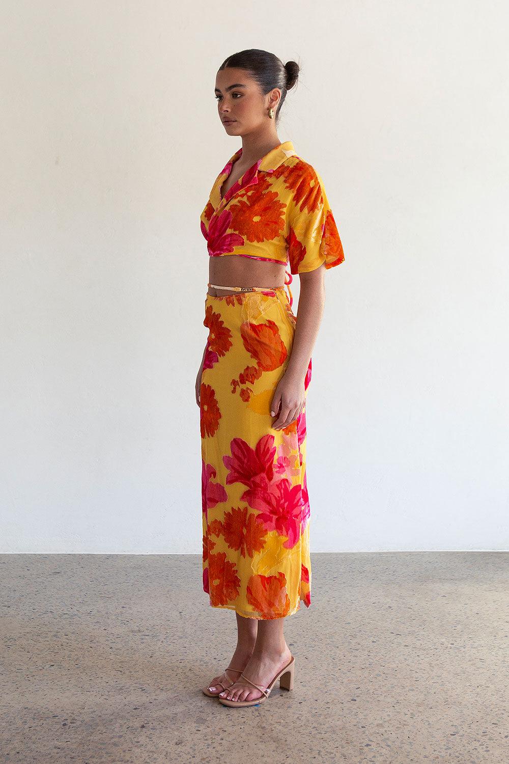 Sorrenta Wrap Top - Floreale Sunny Product Image