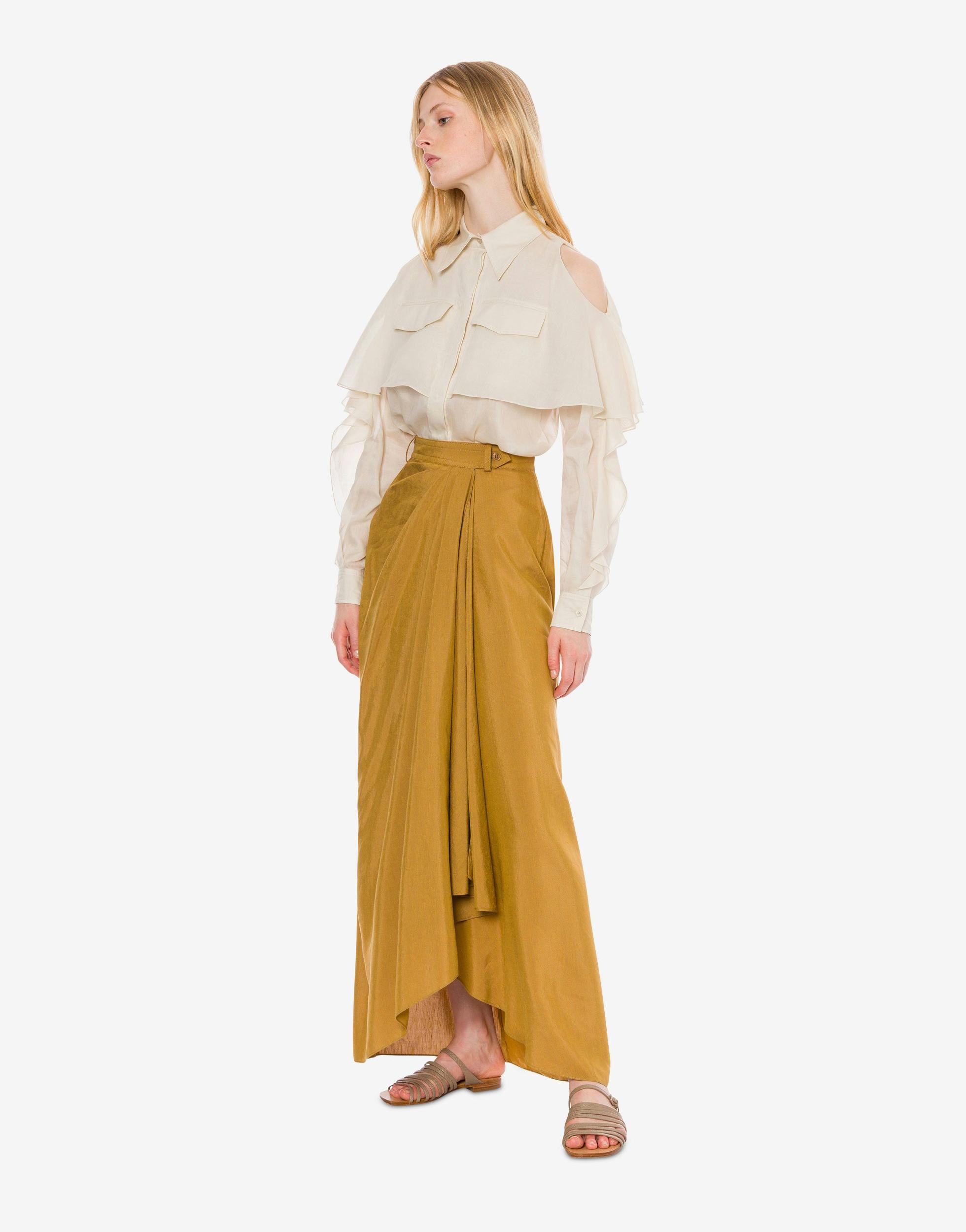 Flamed linen viscose long skirt Product Image