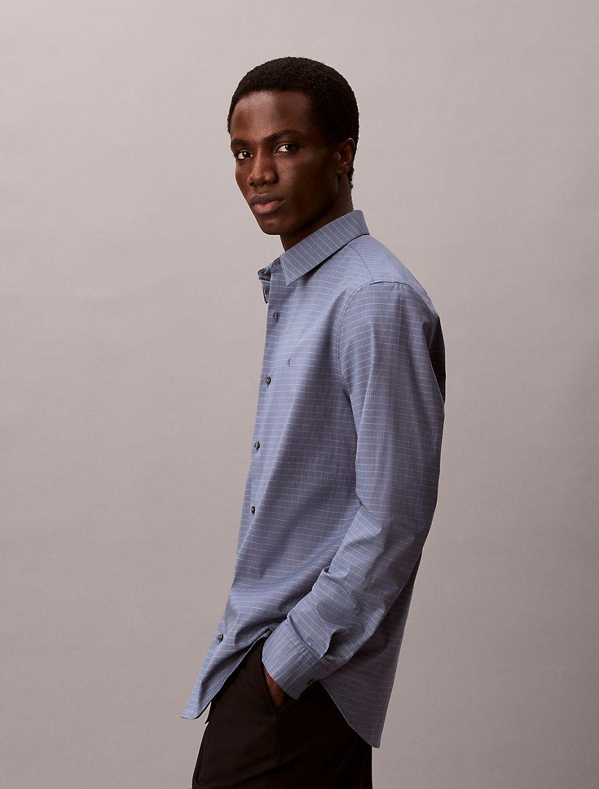 Cotton Stretch Grid Button-Down Shirt Product Image