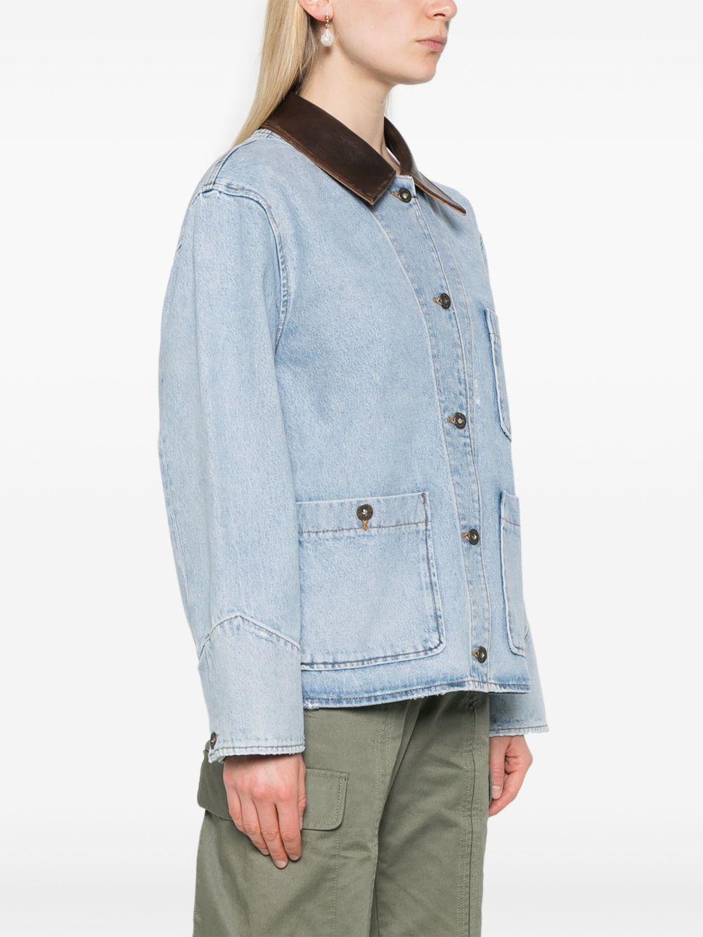 contrasting-collar denim jacket Product Image