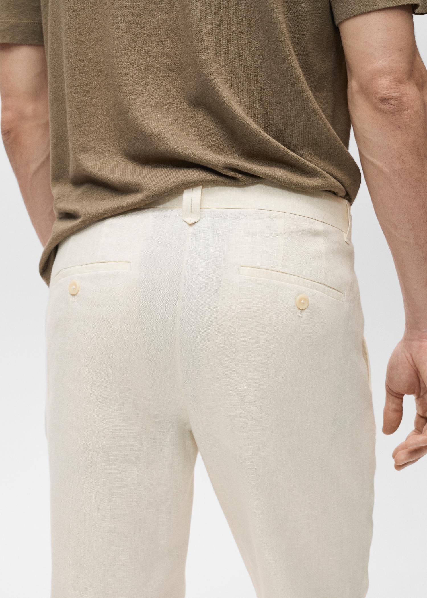 Slim-fit 100% linen pants - Men | MANGO USA Product Image
