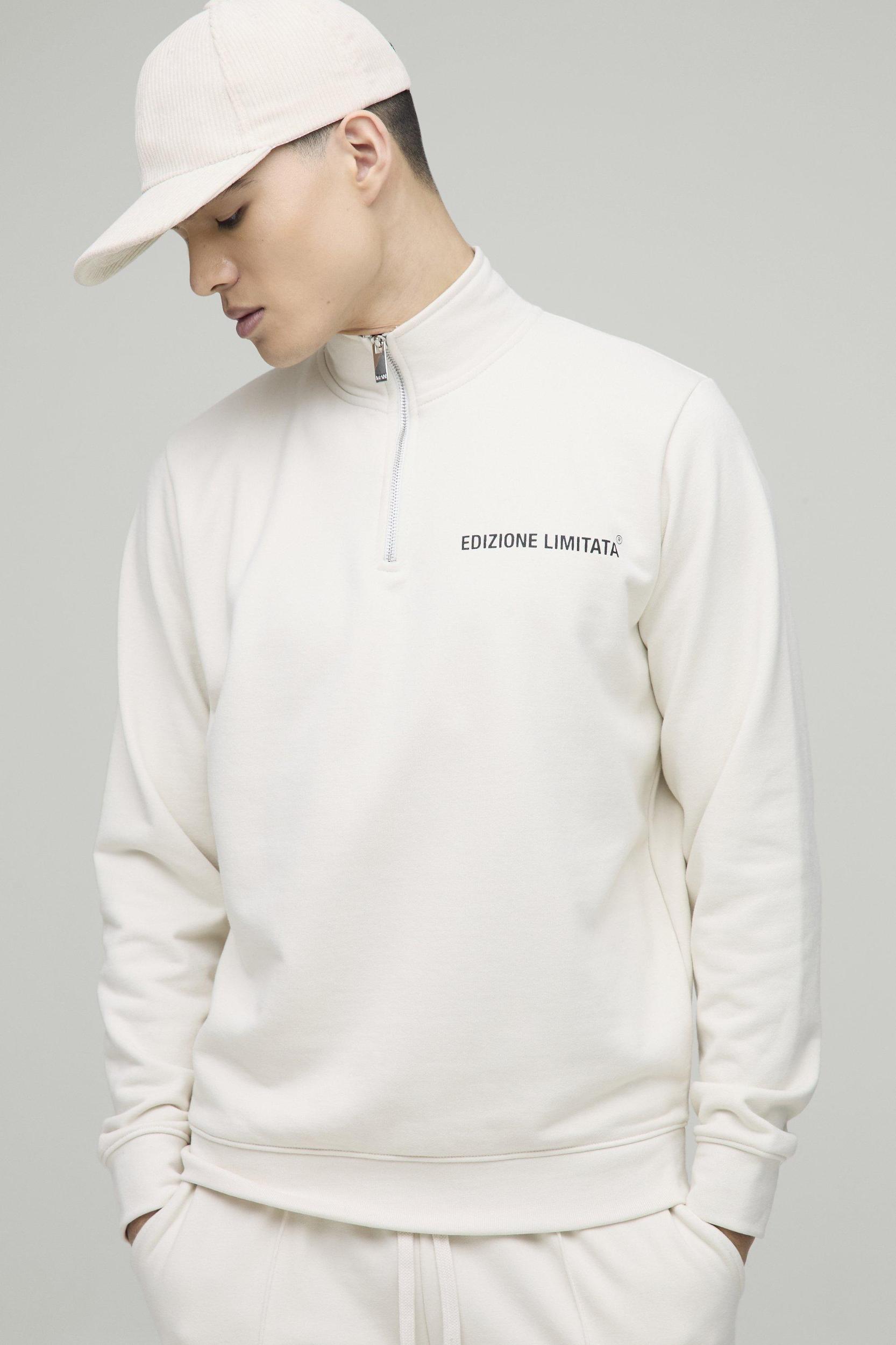 Regular Fit Edizione Heavyweight Zip Funnel Neck Sweatshirt | boohooMAN USA Product Image