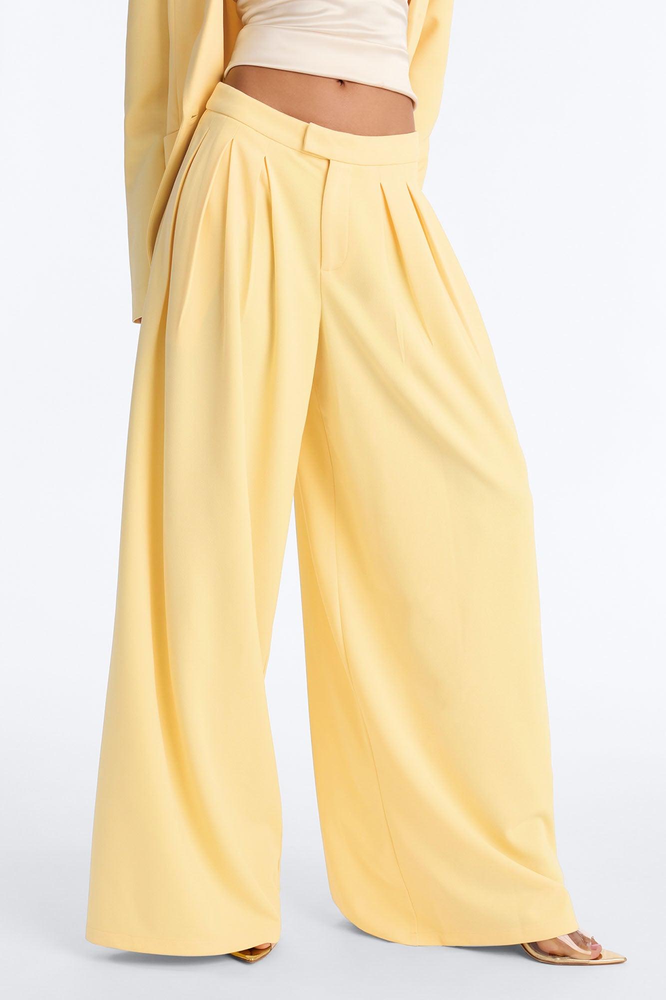 Charlie Wide Leg Trouser 33″ - Butter Yellow Female Product Image