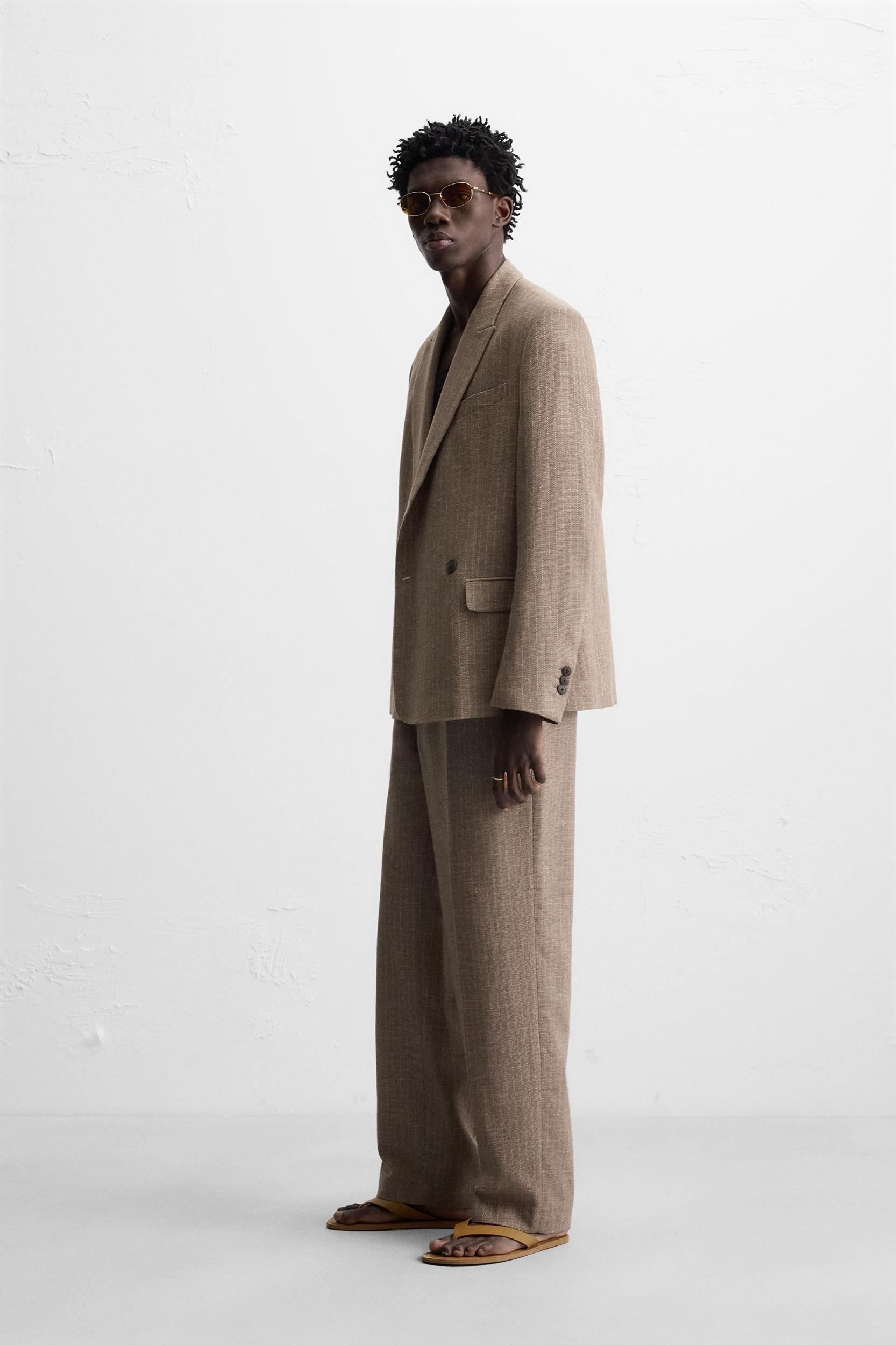 STRIPED TEXTURED SUIT BLAZER Product Image