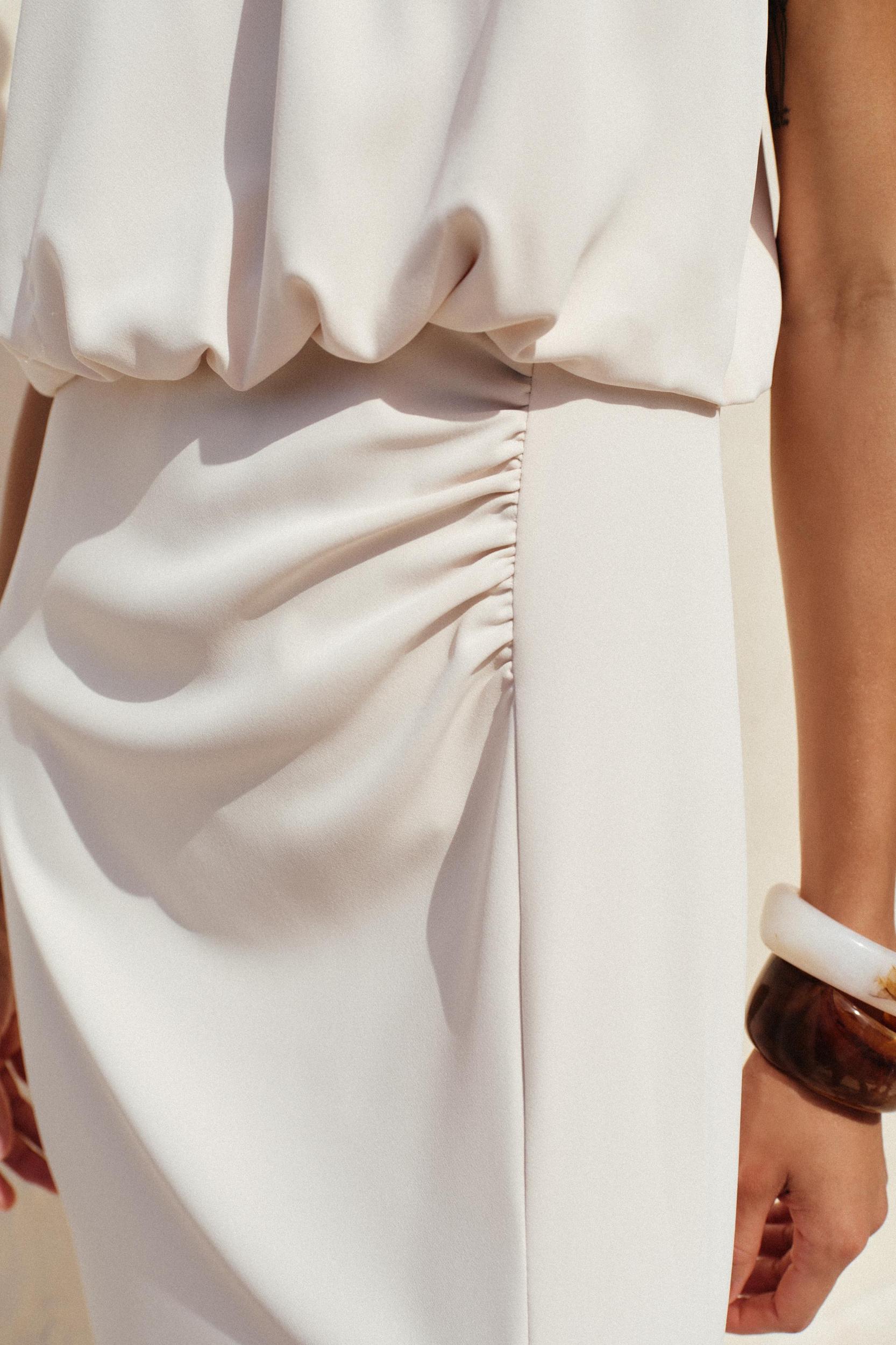 RUCHED WAIST MIDI DRESS Product Image