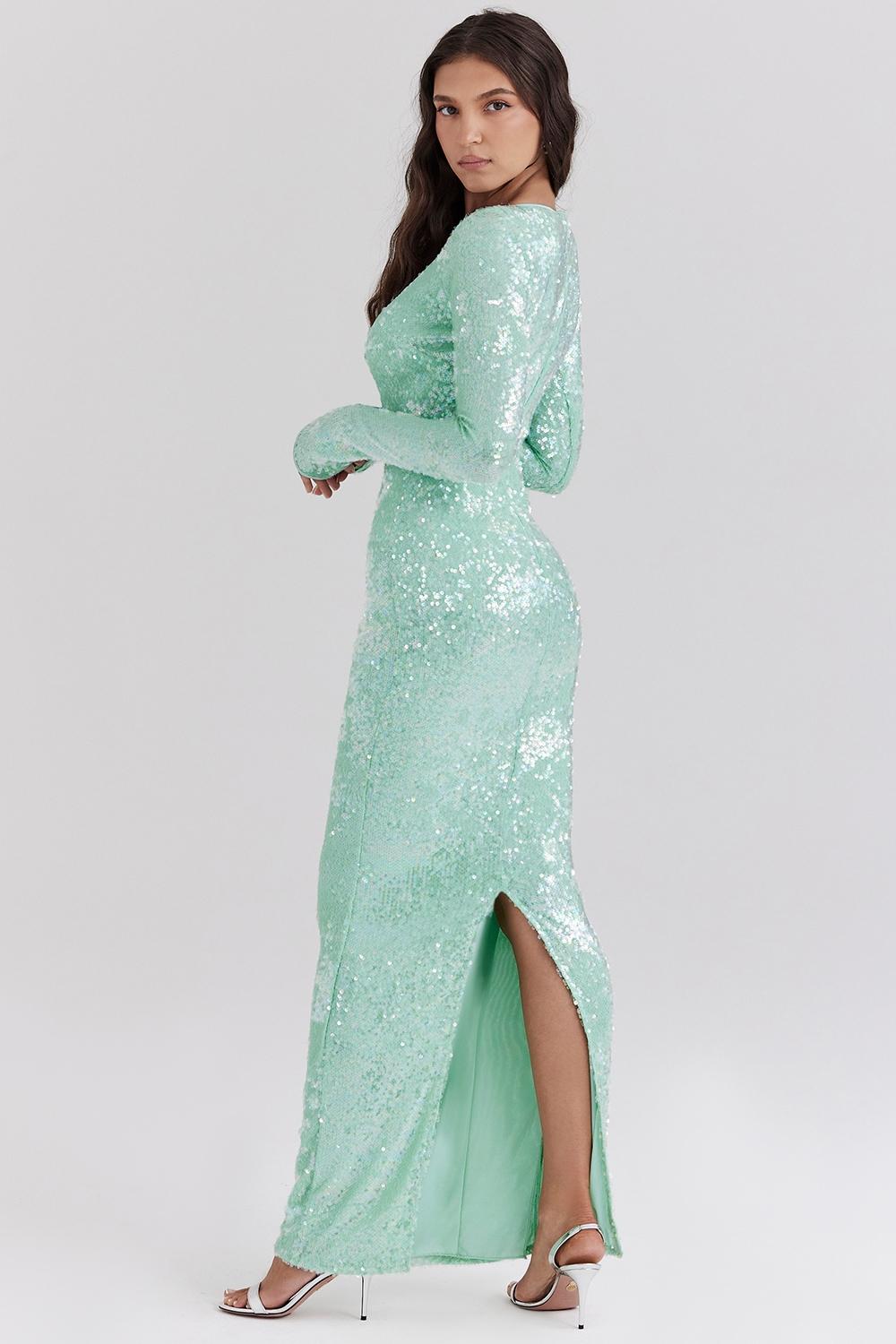 Titania  seafoam sequin maxi gown Product Image