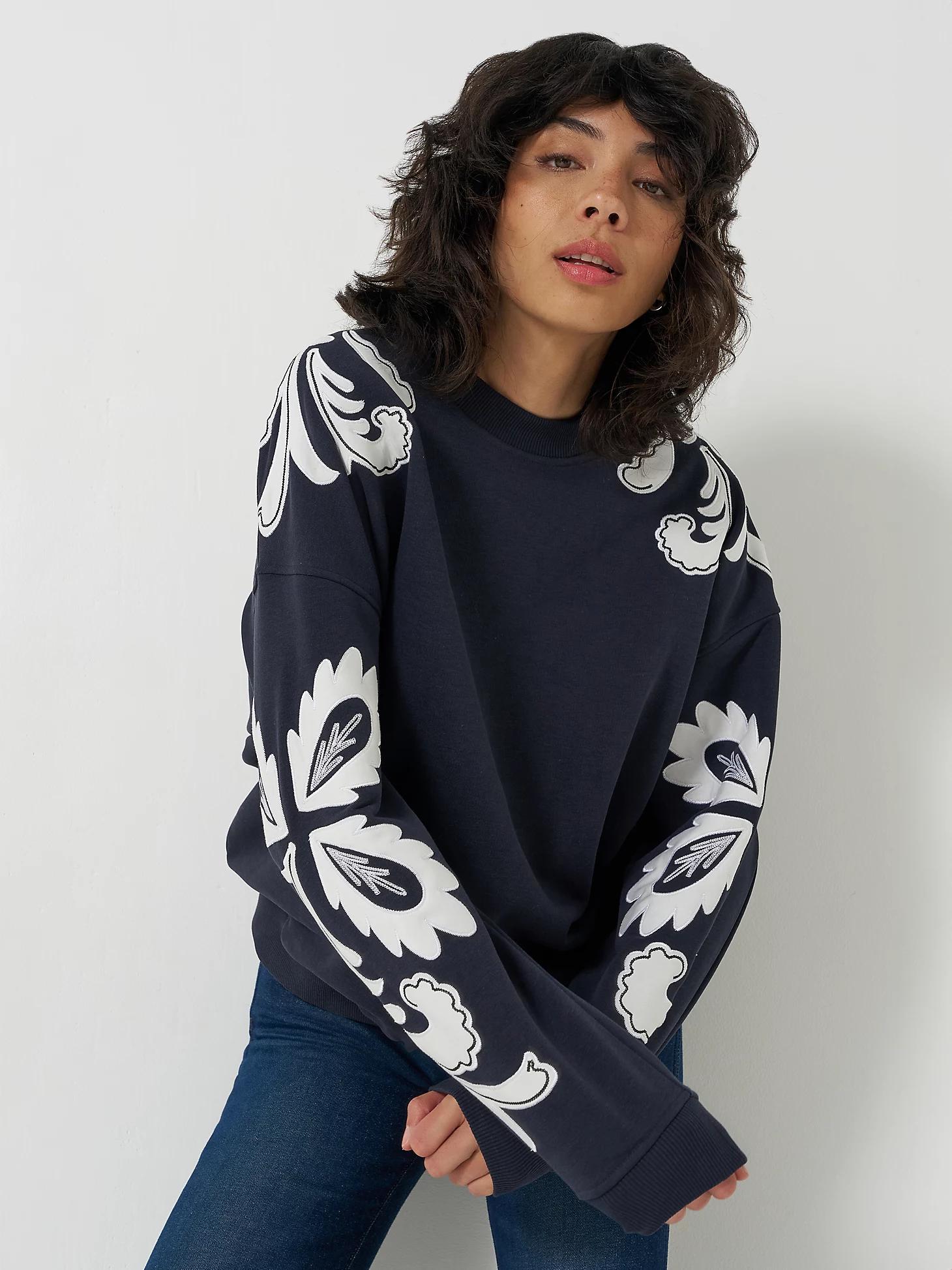 Women's Applique Sweatshirt in Dark Product Image