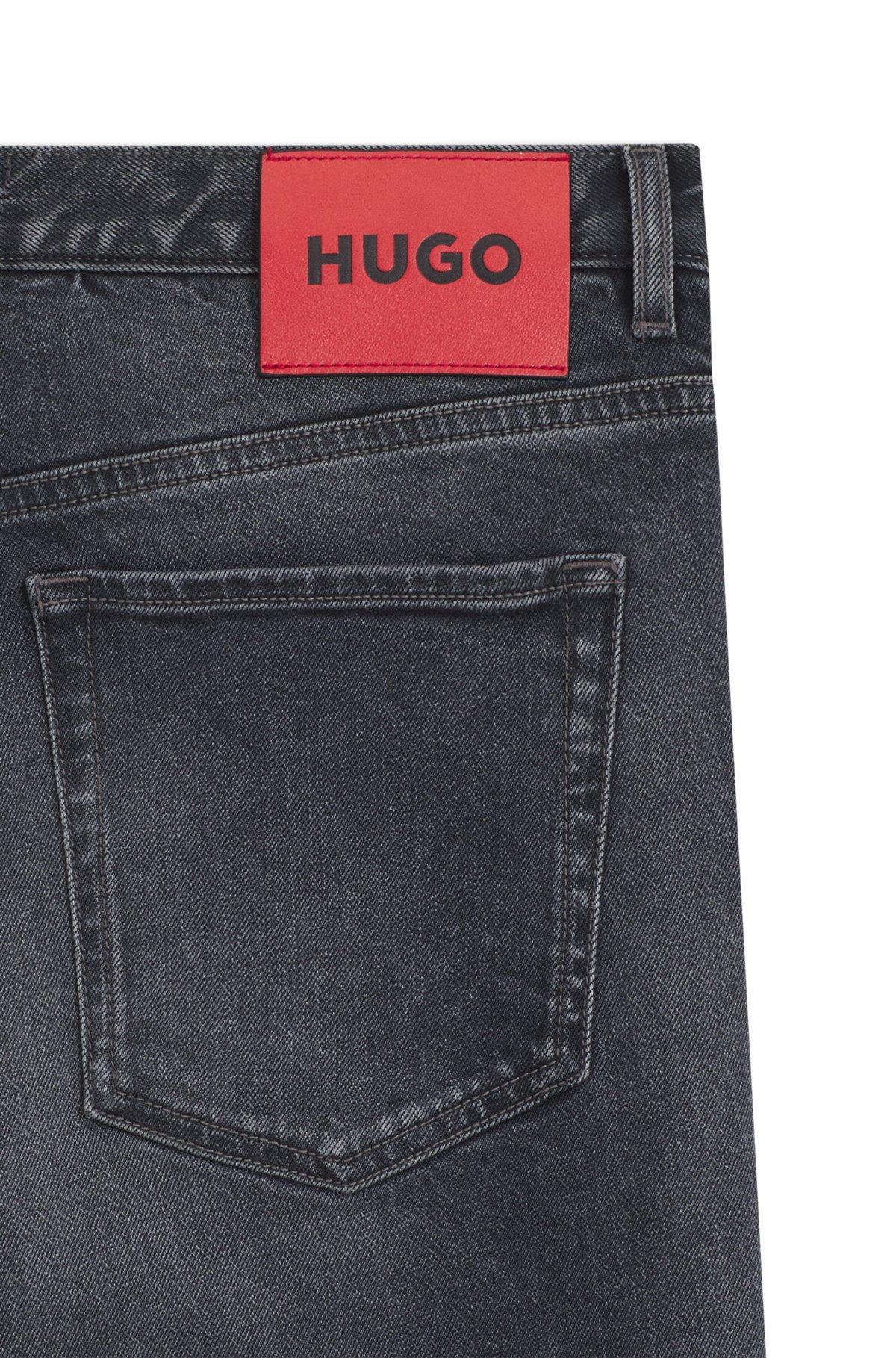 Tapered-fit jeans in used-effect gray denim Product Image