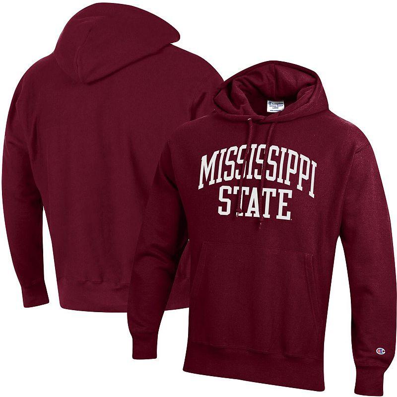 Men's Champion Maroon Mississippi State Bulldogs Team Arch Reverse Weave Pullover Hoodie, Size: Medium, Mst Red Product Image