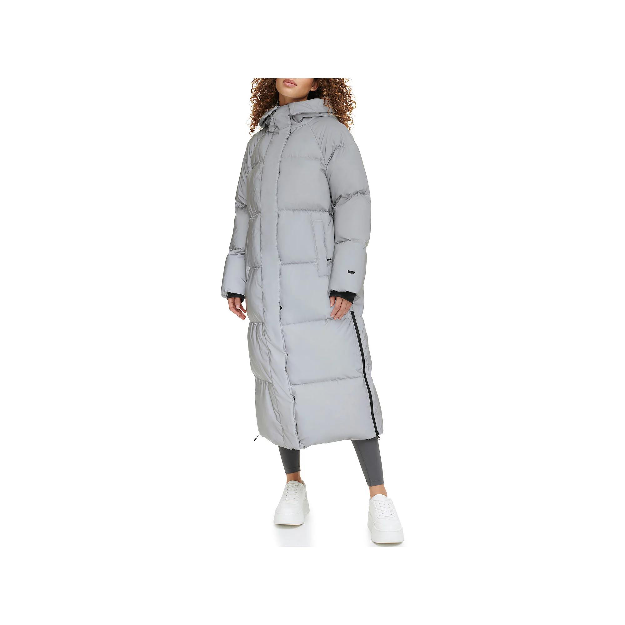 Women's Levi's® Long Hooded Midweight Puffer Parka Coat, Size: Small, Reflective Product Image