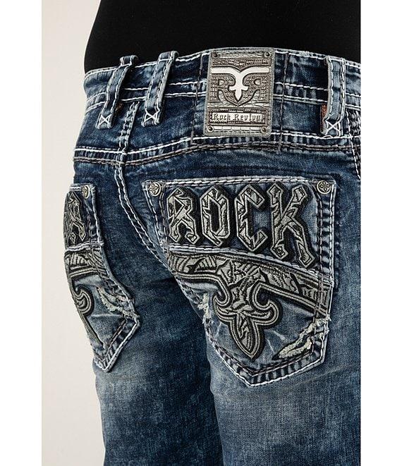 Rock Revival Ernest Fleur-de-Lis Straight Leg Distressed Jeans Product Image