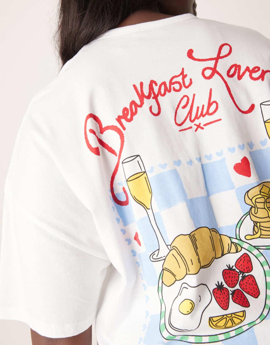 ASOS DESIGN Curve oversize tee & wide leg pants in breakfast lovers print Product Image