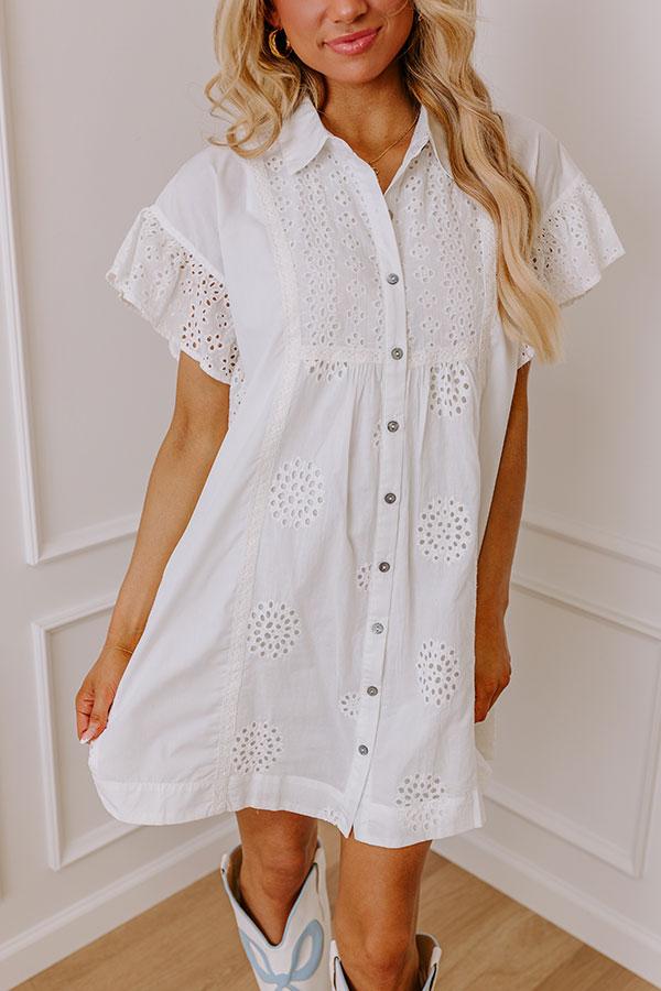 Brunch Ready Eyelet Mini Dress in White Product Image