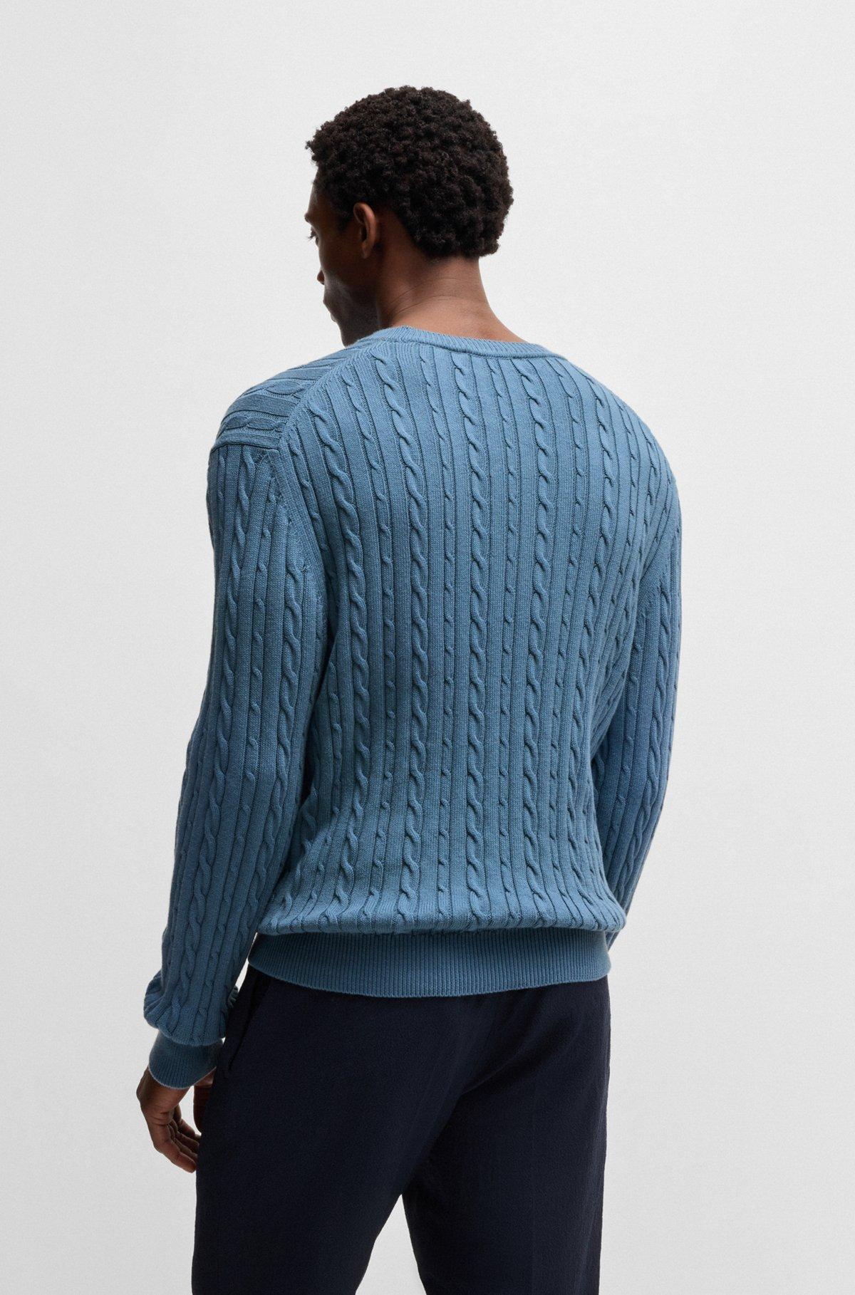 Relaxed-fit cable-knit sweater in cotton and cashmere Product Image