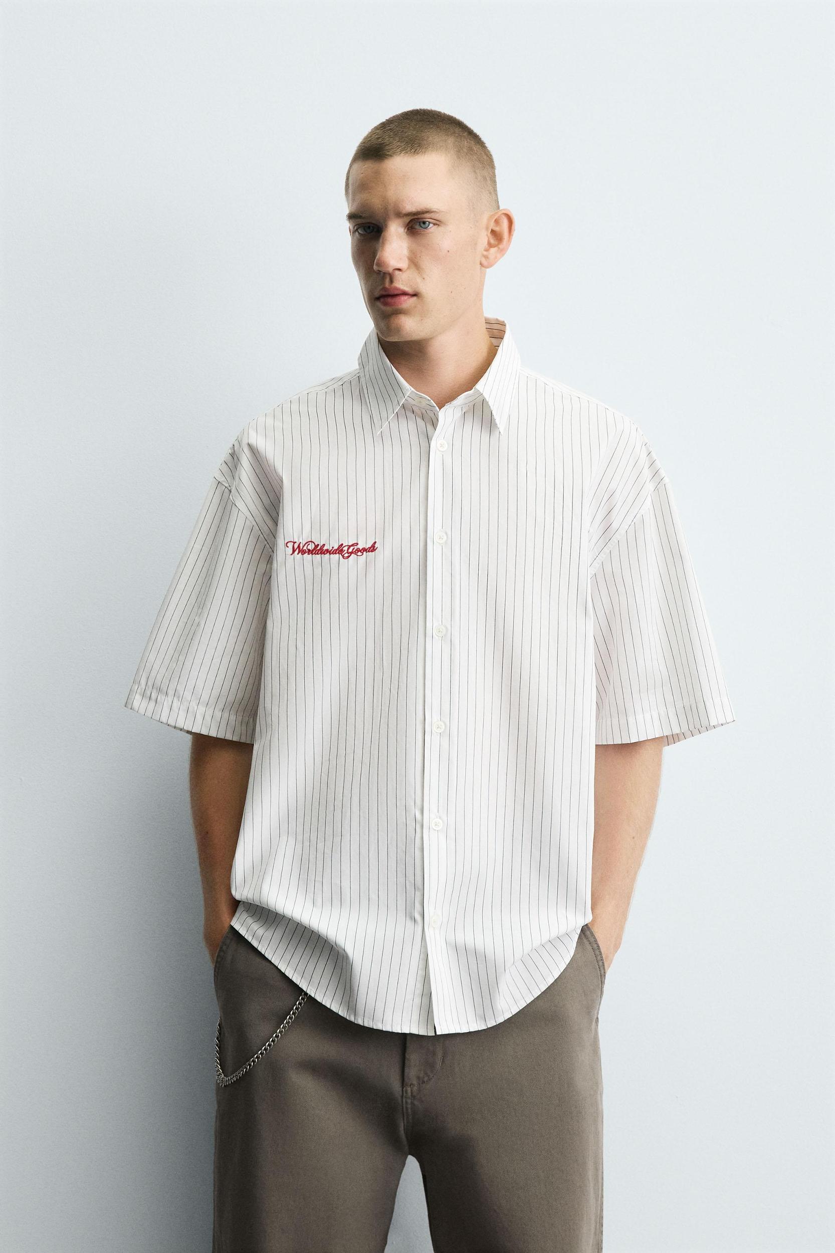 EMBROIDERED STRIPED SHIRT Product Image