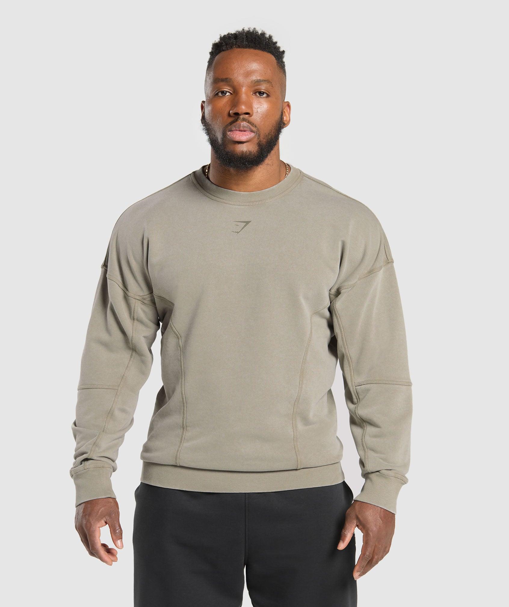 Gymshark Heritage Washed Crew - Utility Green Male Product Image