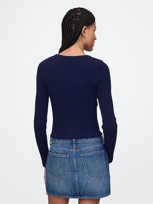 Cropped Plaited Rib Cardigan Product Image