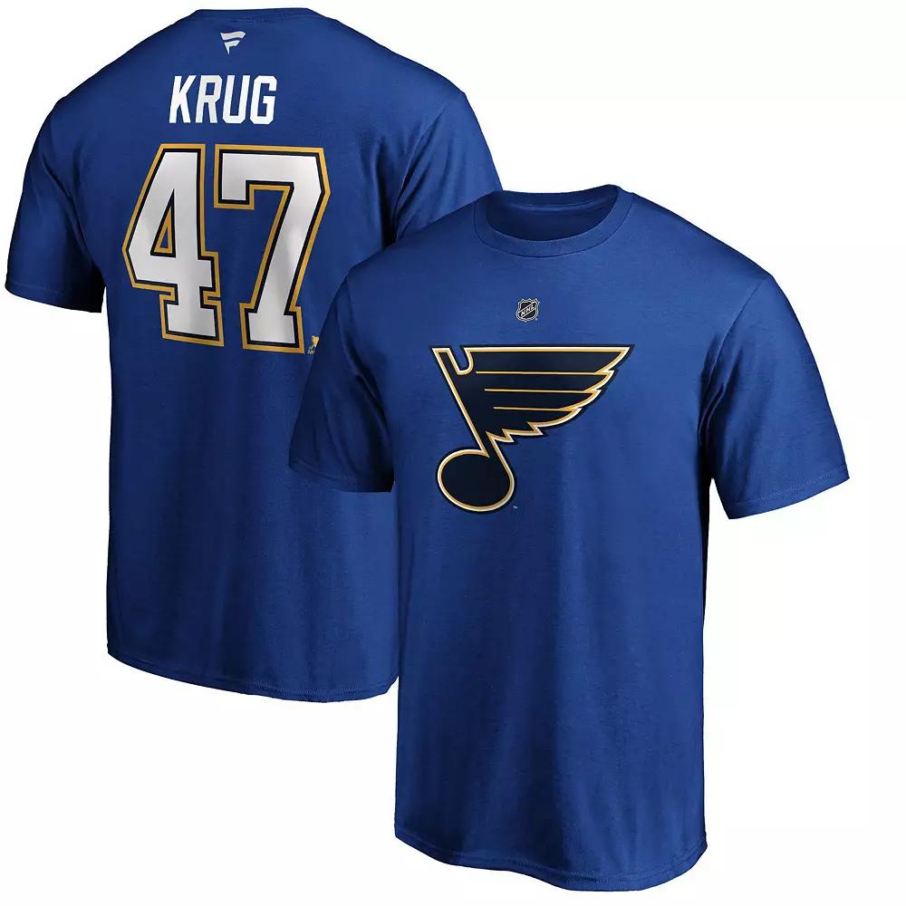 Men's Fanatics Branded Torey Krug Blue St. Louis Blues Authentic Stack Name & Number T-Shirt,  Product Image