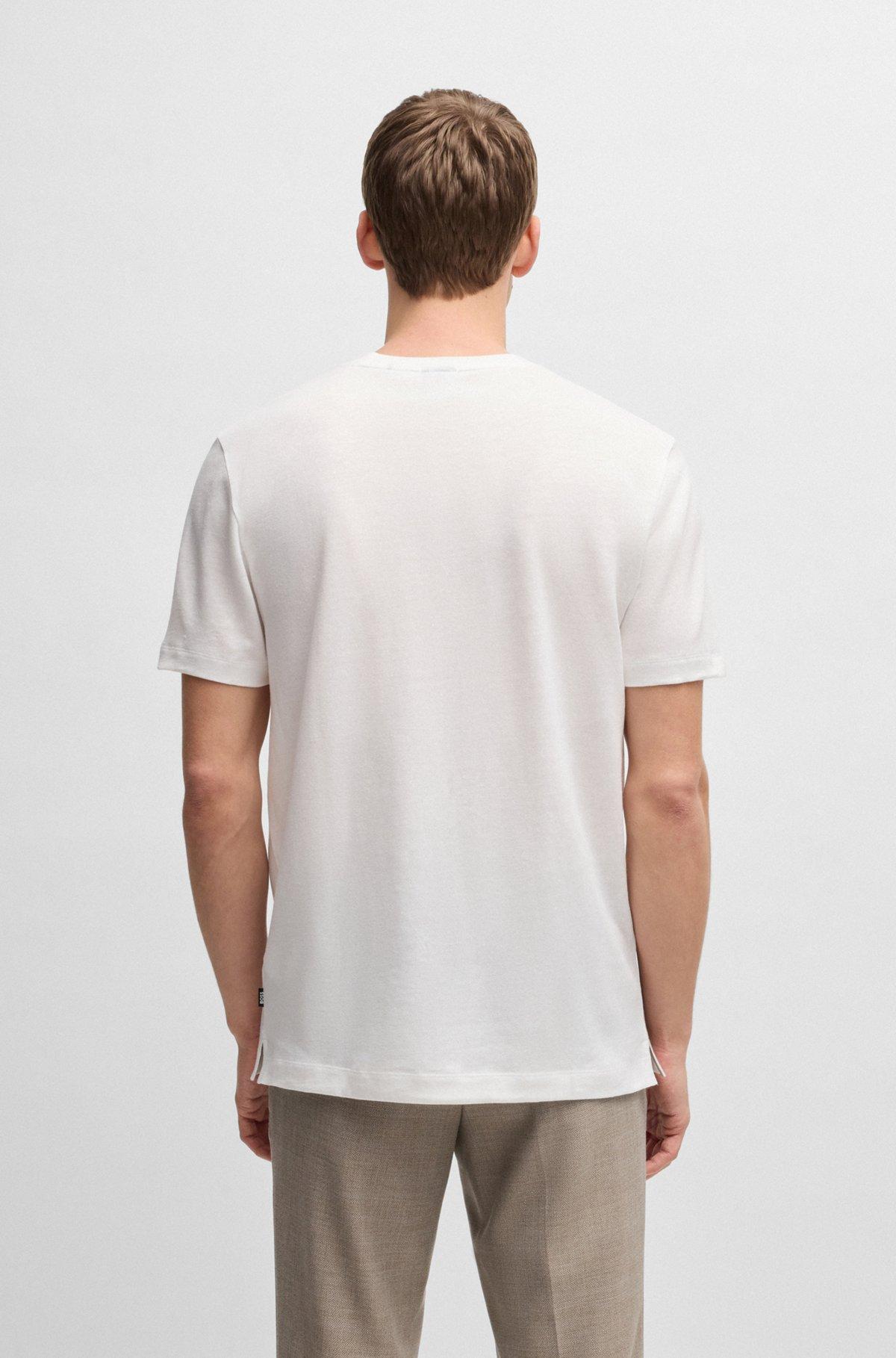 BOSS - Regular-fit T-shirt in cotton and linen - White Product Image
