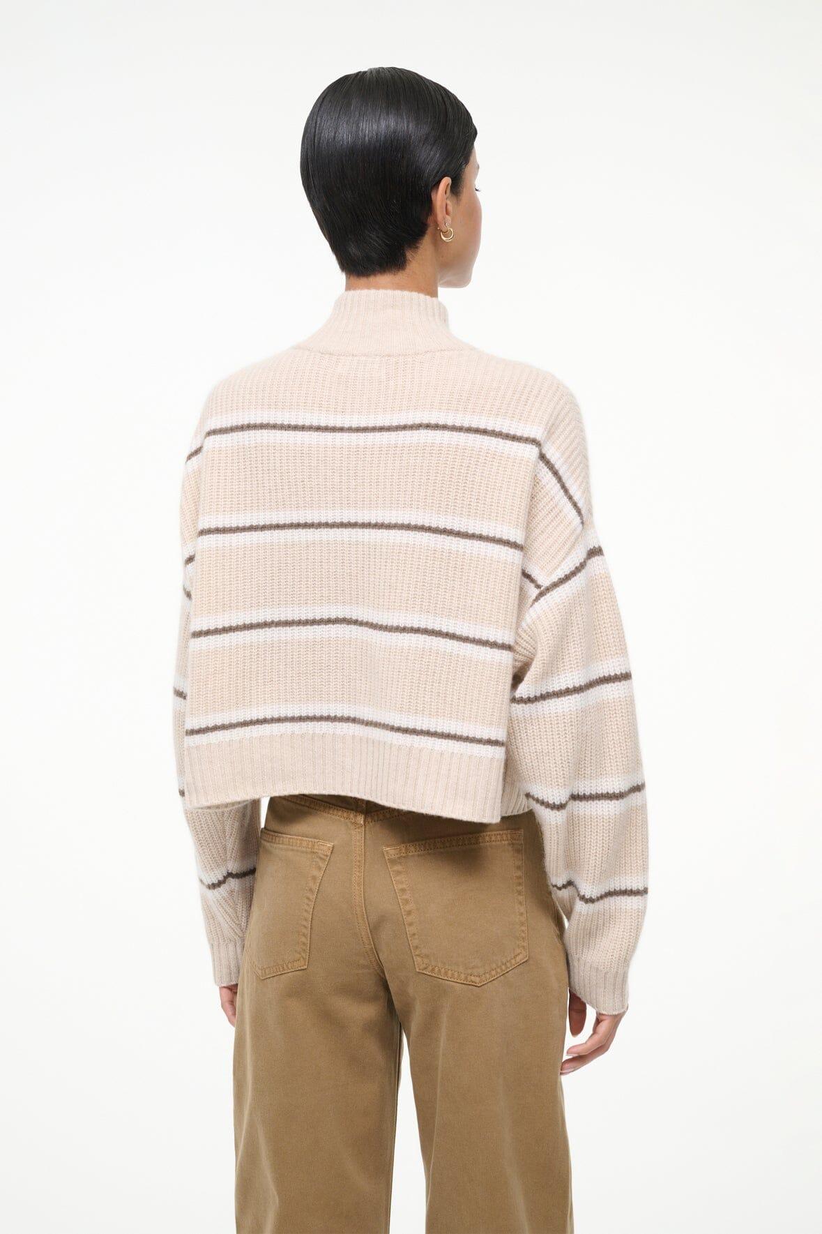 CASHMERE CROPPED HAMPTON SWEATER | WHISPER STRIPE Product Image