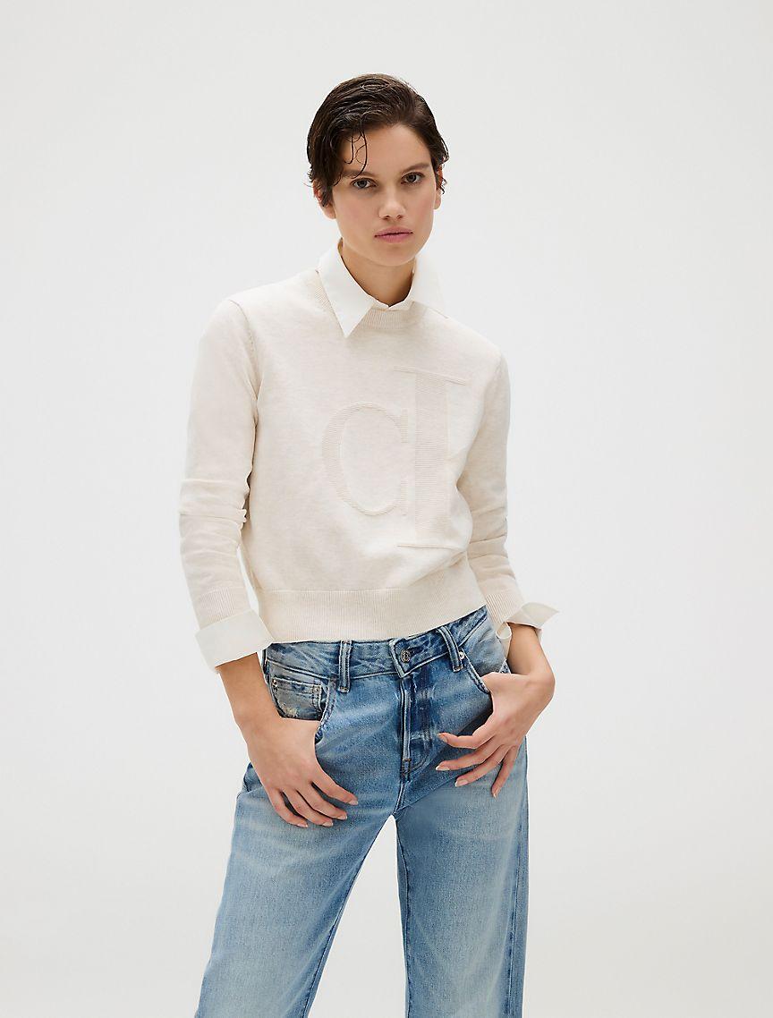 Smooth Cotton Relaxed Monogram Logo Sweater Product Image