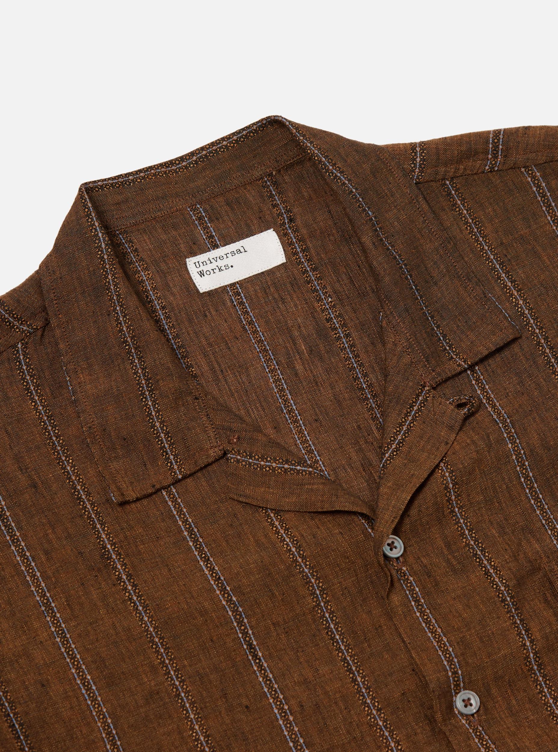 Brown Stripe Linen Road Shirt Product Image
