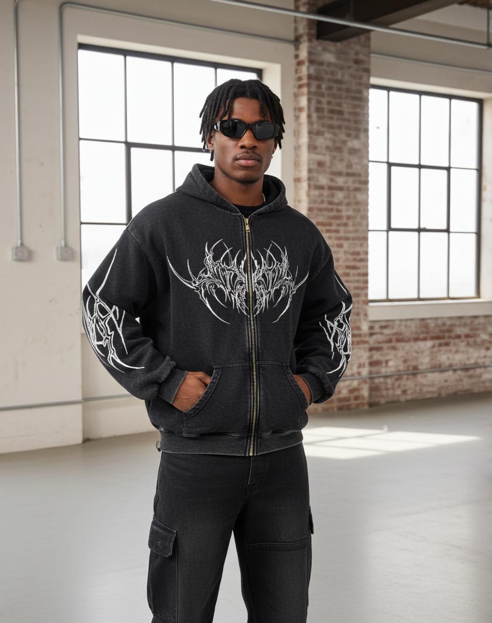 Sopula Retro Fly Rich 2019 Graphic Washed Pullover Hoodie Product Image