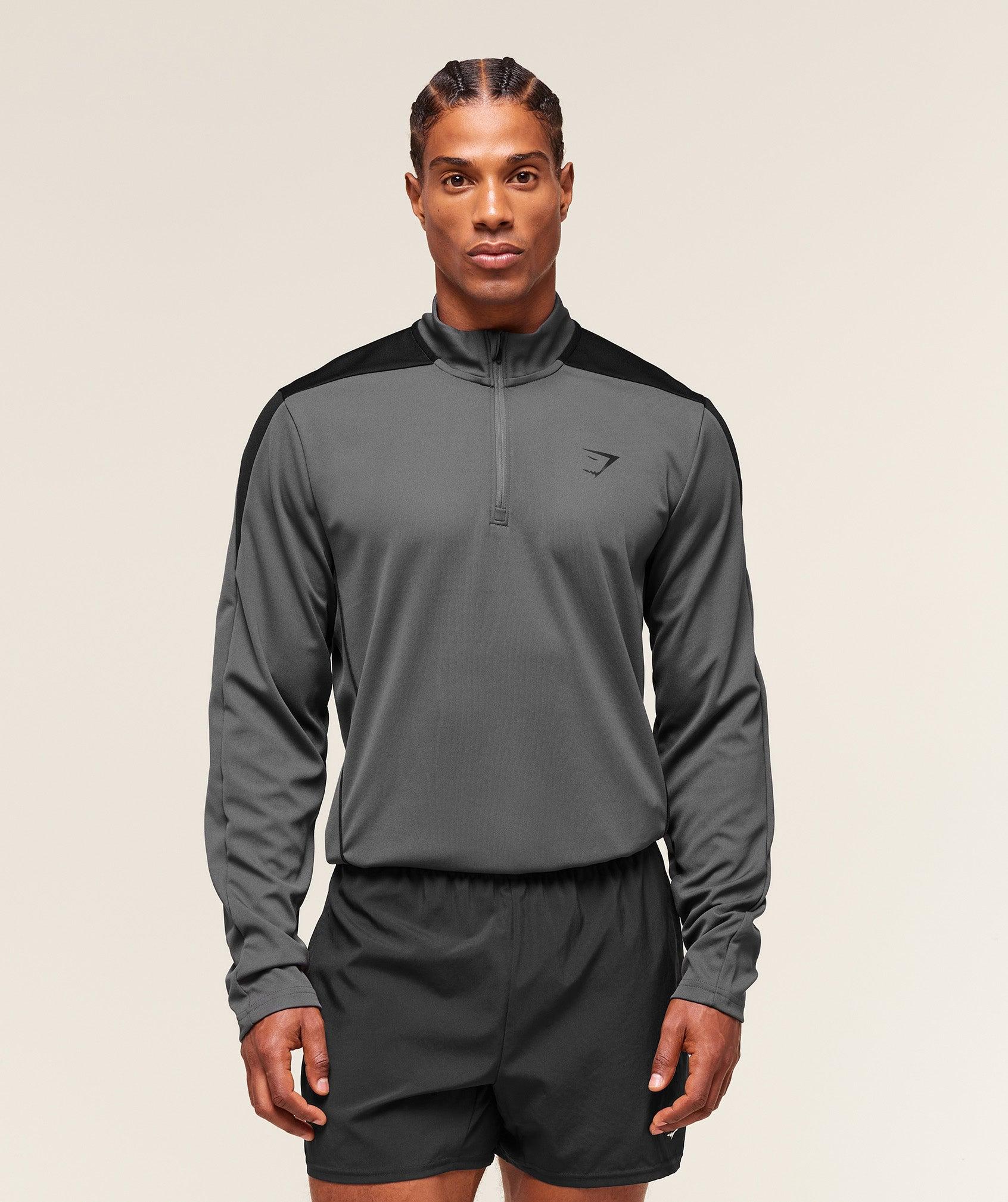 Gymshark Arrival Block 1/4 Zip - Dark Grey Male Product Image