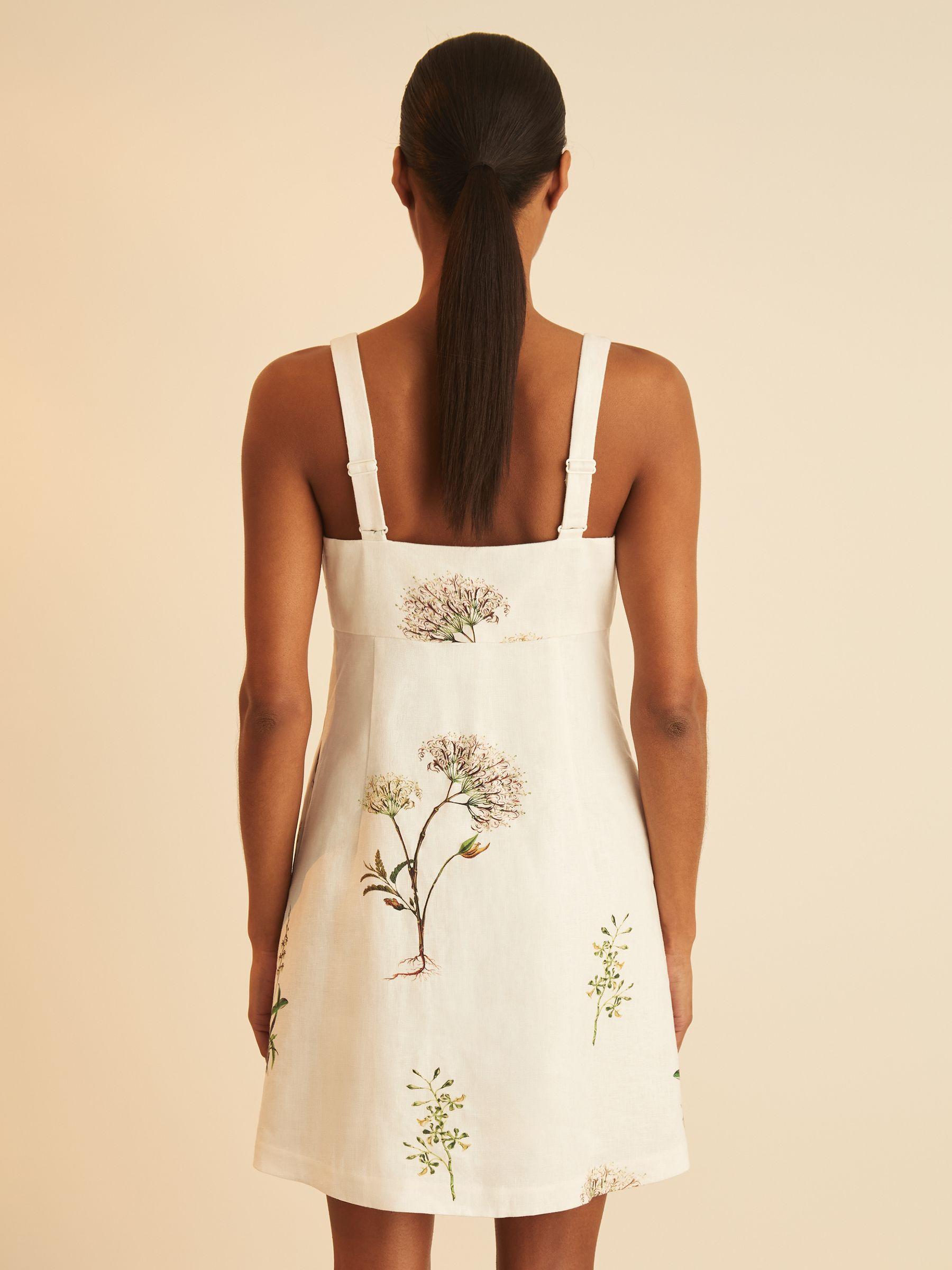 Reiss | NYBG Linen Floral Mini Dress in Ivory Product Image