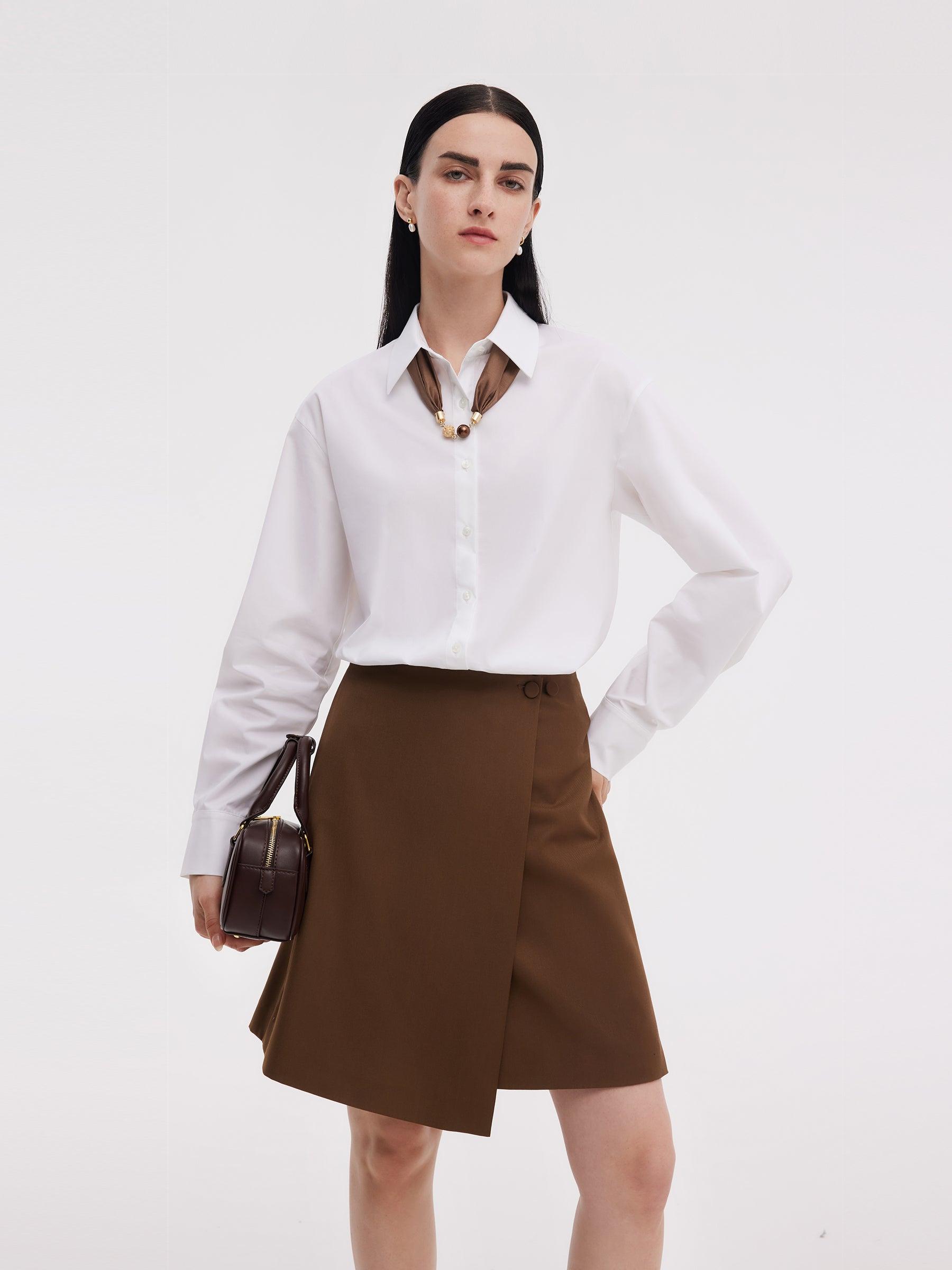 Shirt Dress And Adjustable Waist Skirt Two-Piece Set Product Image