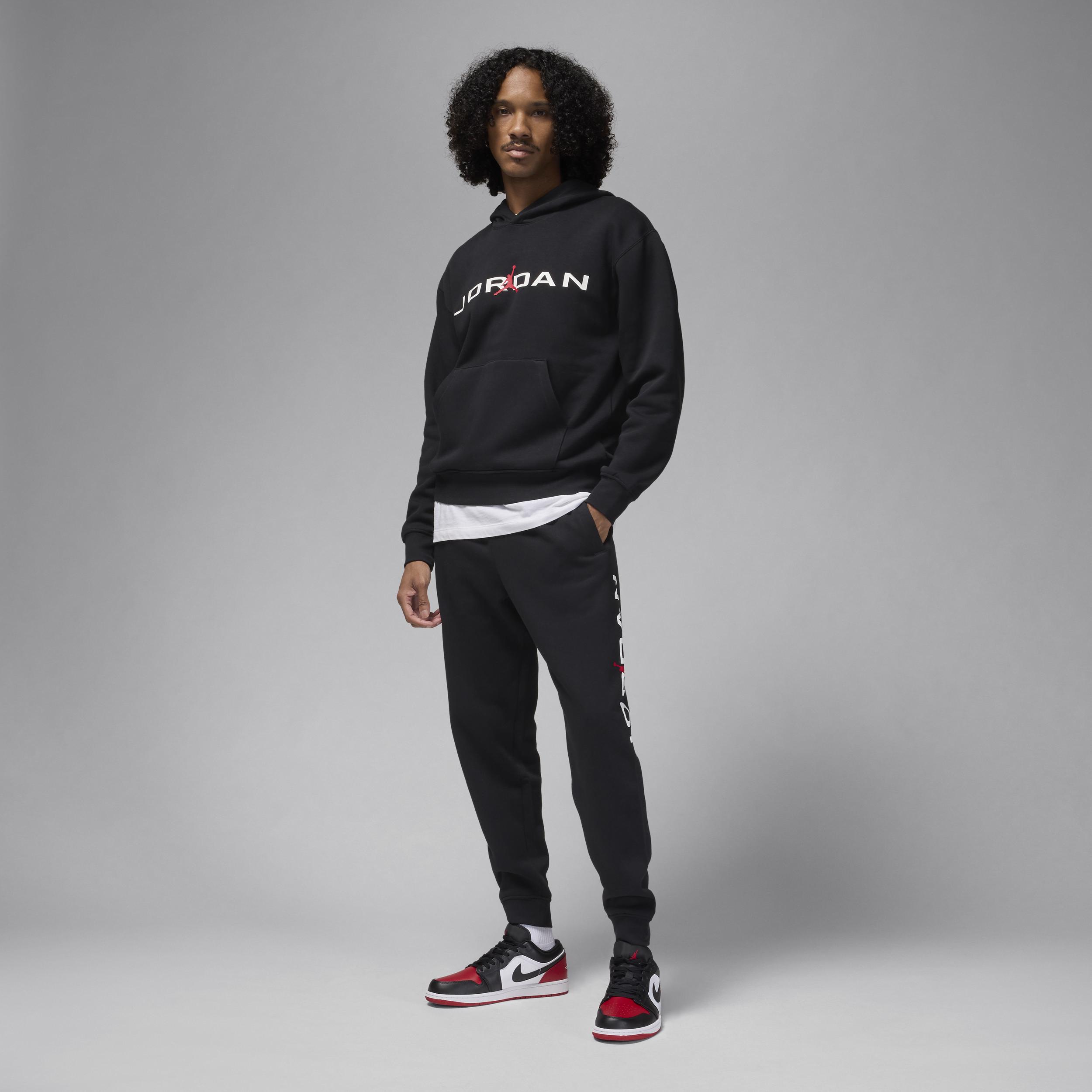 Jordan Mens Jordan Essential Air Stretch Fleece Hoodie - Mens Black/White/Red Product Image