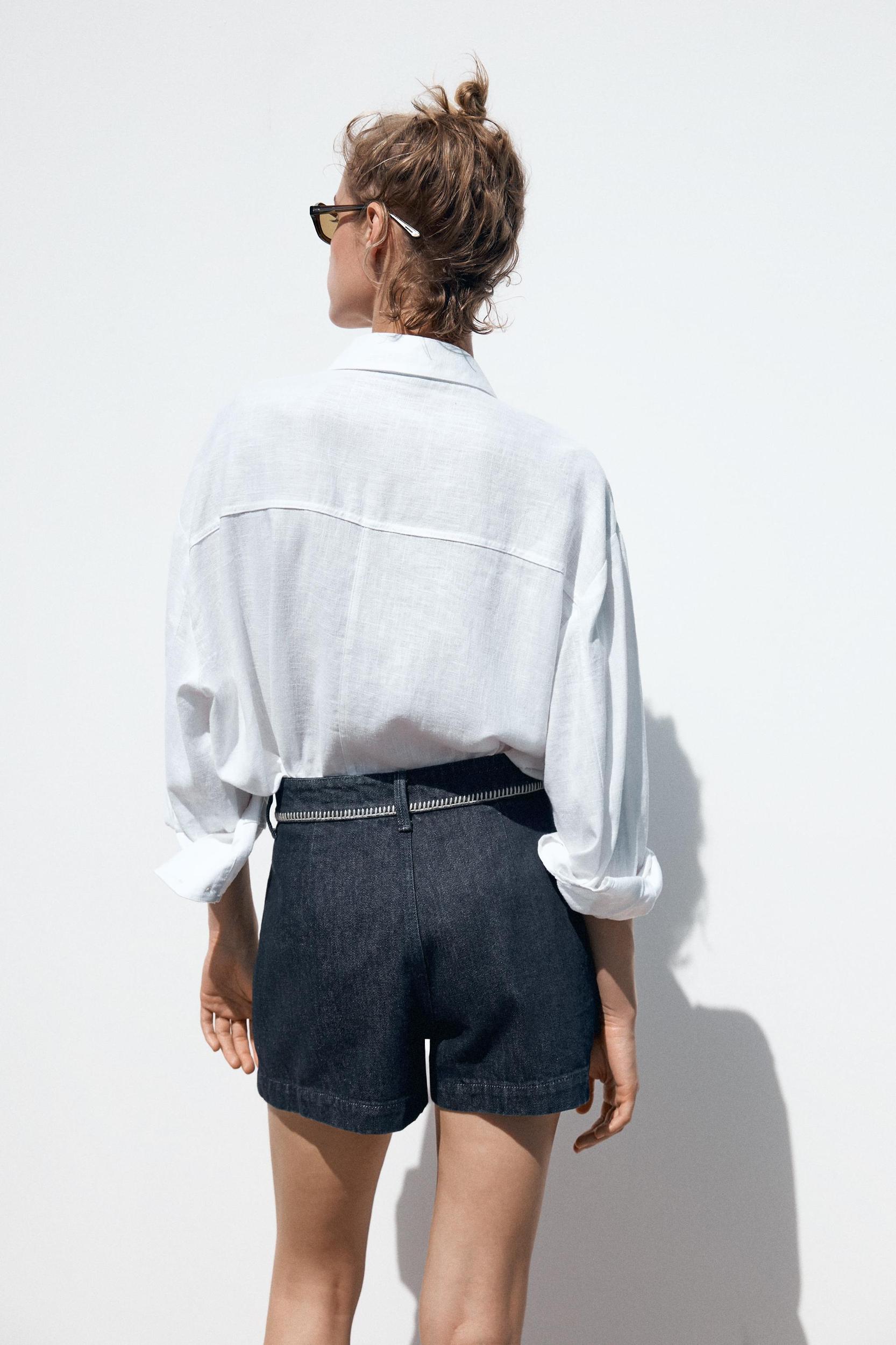 Z1975 EMBROIDERED STITCH DETAIL DENIM SHORTS Product Image