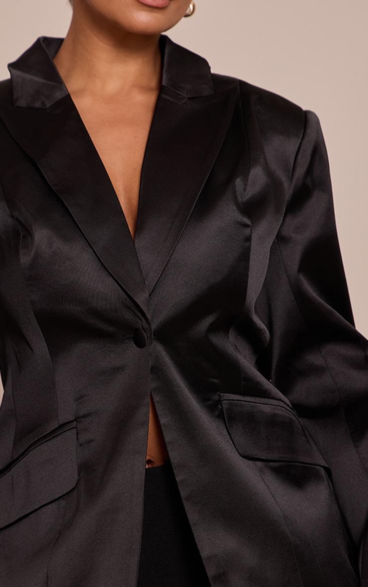 Shape Black Satin Fitted Blazer Product Image