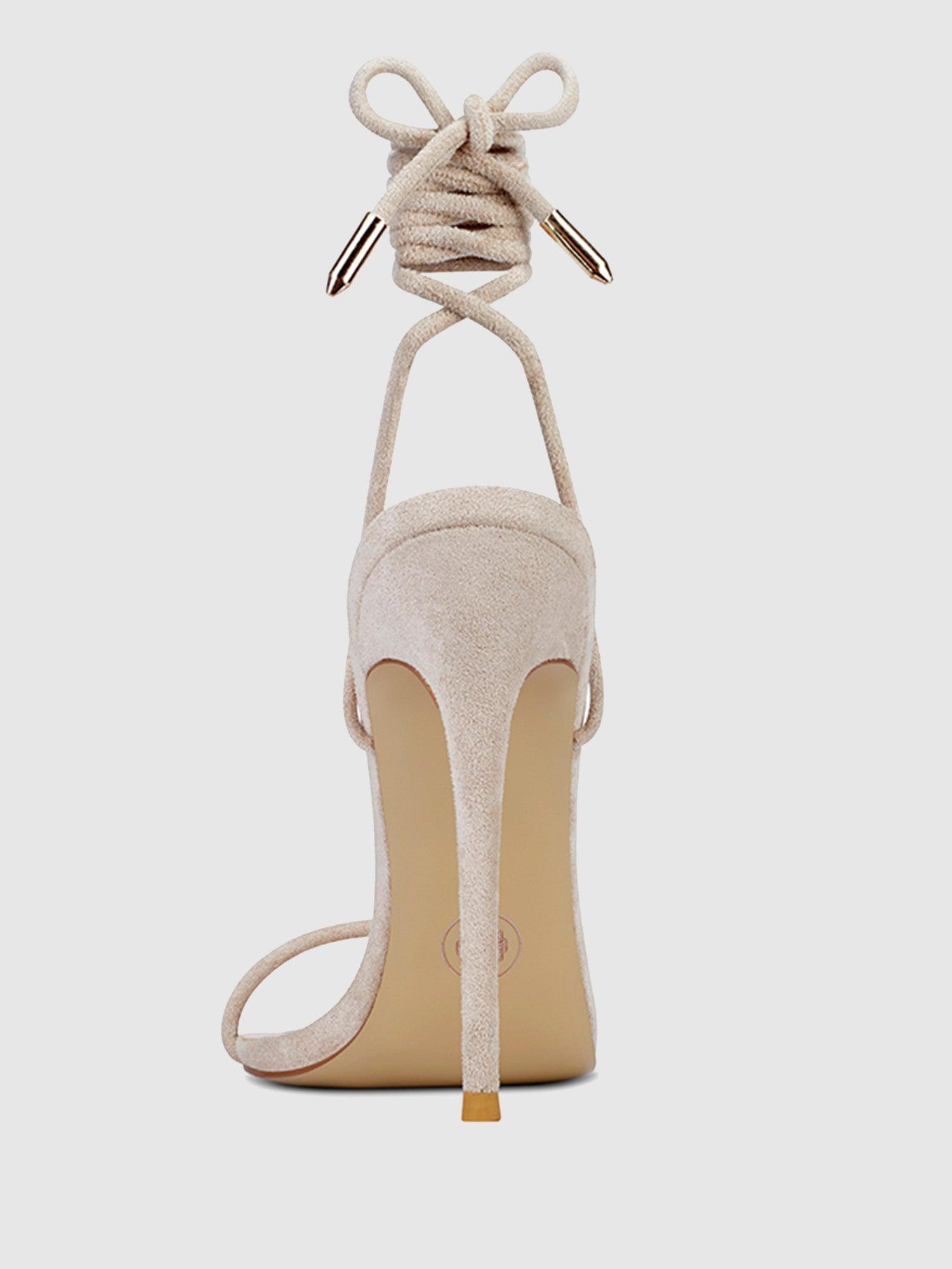 Barely There Lace Up Heel - Nude Product Image