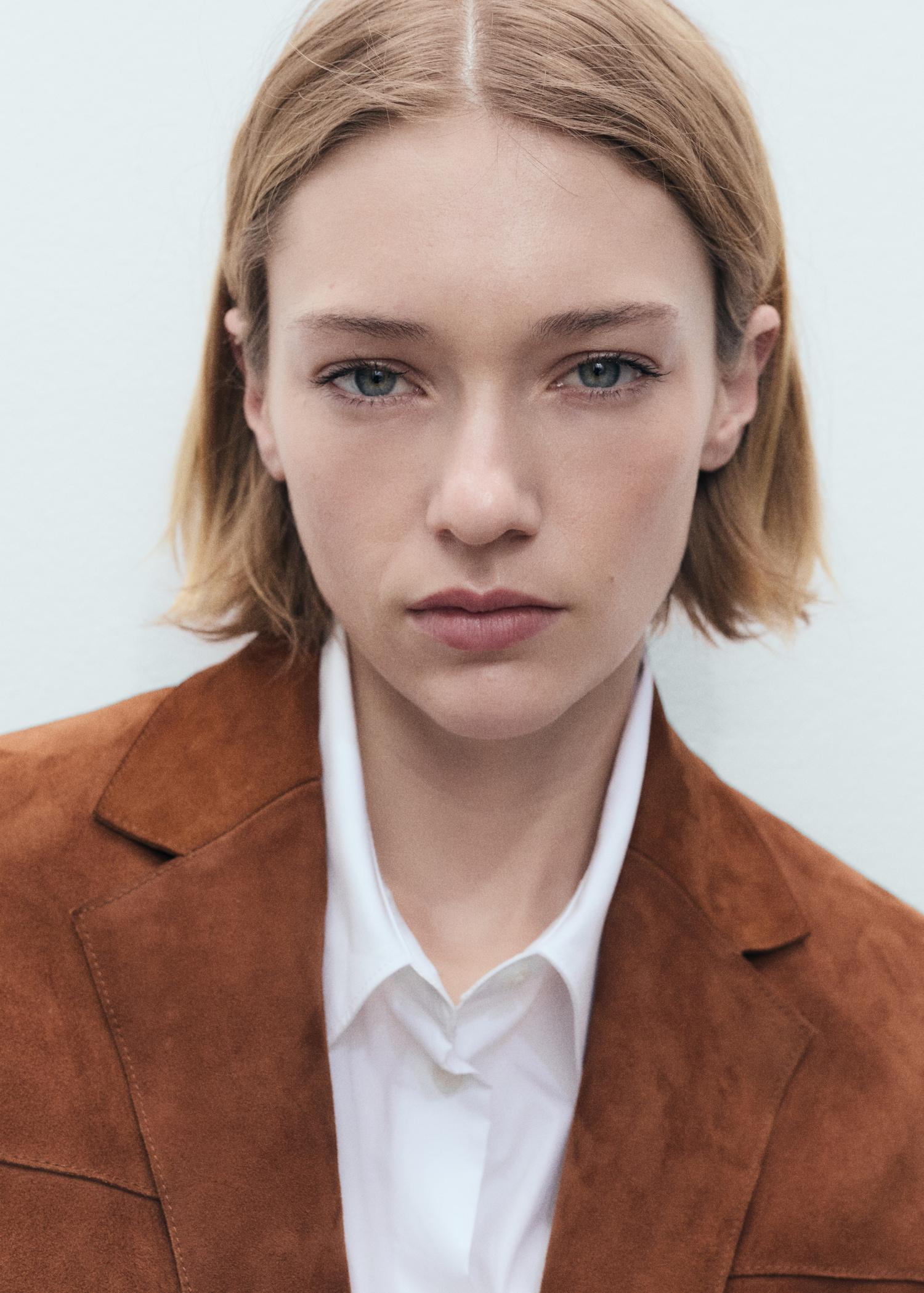 Straight suede blazer - Women | MANGO USA Product Image