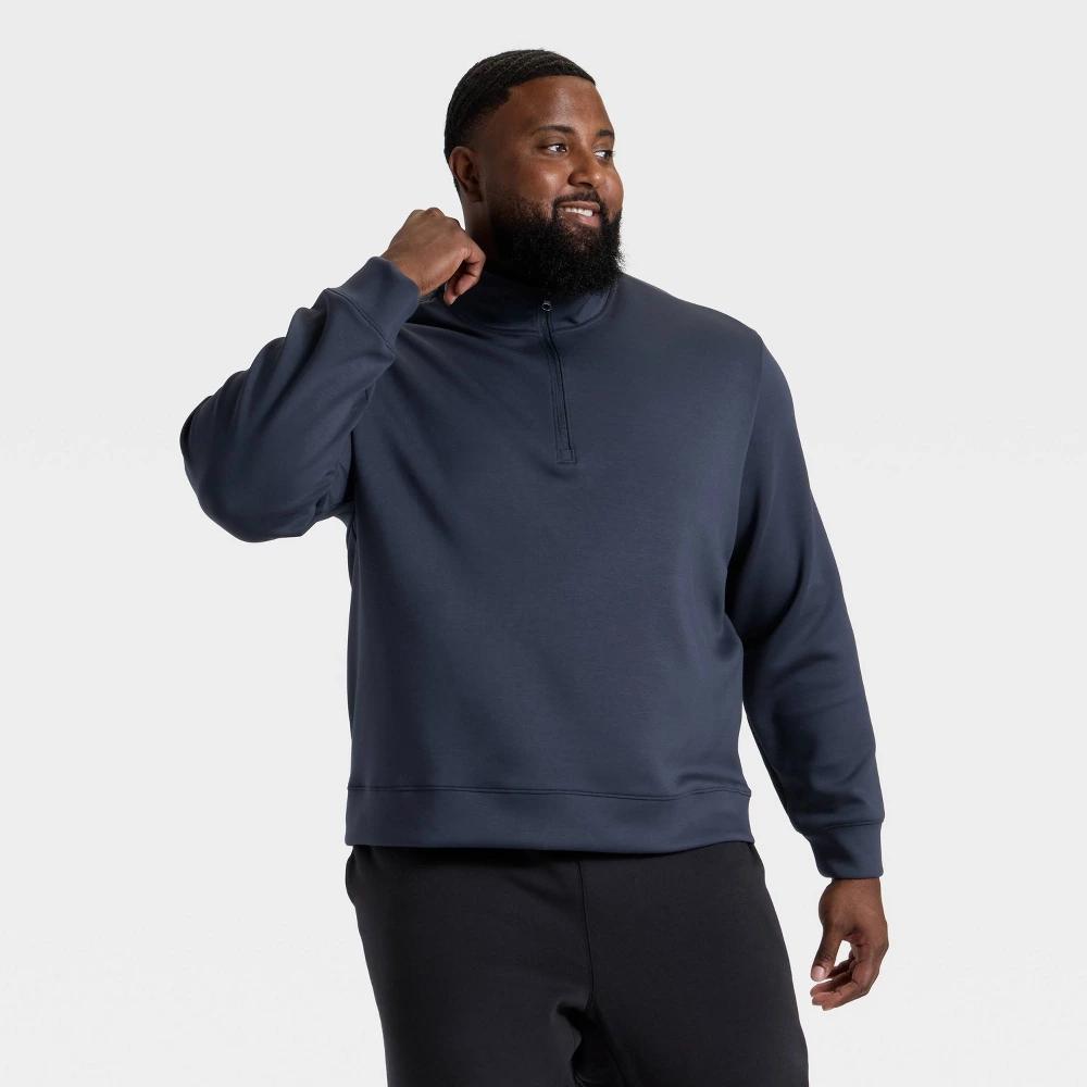 Men's Big Spacer Half Zip Sweatshirt - All In Motion™ Teal Blue 3XL Product Image