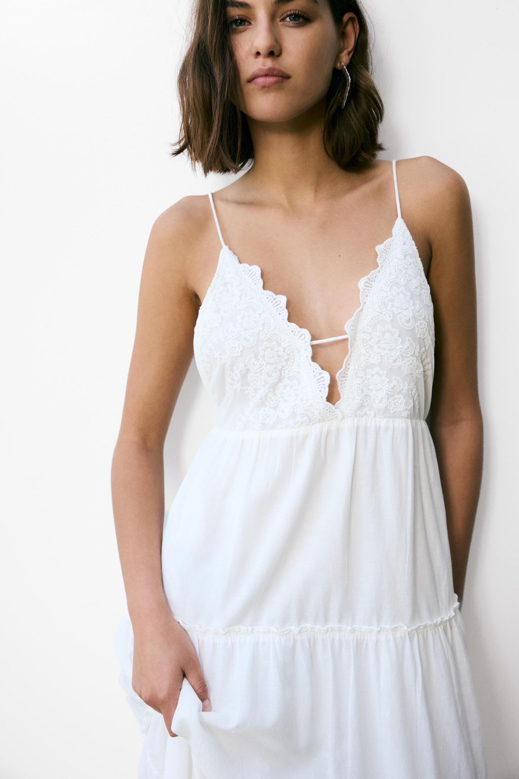 Embroidered strap midi dress Product Image