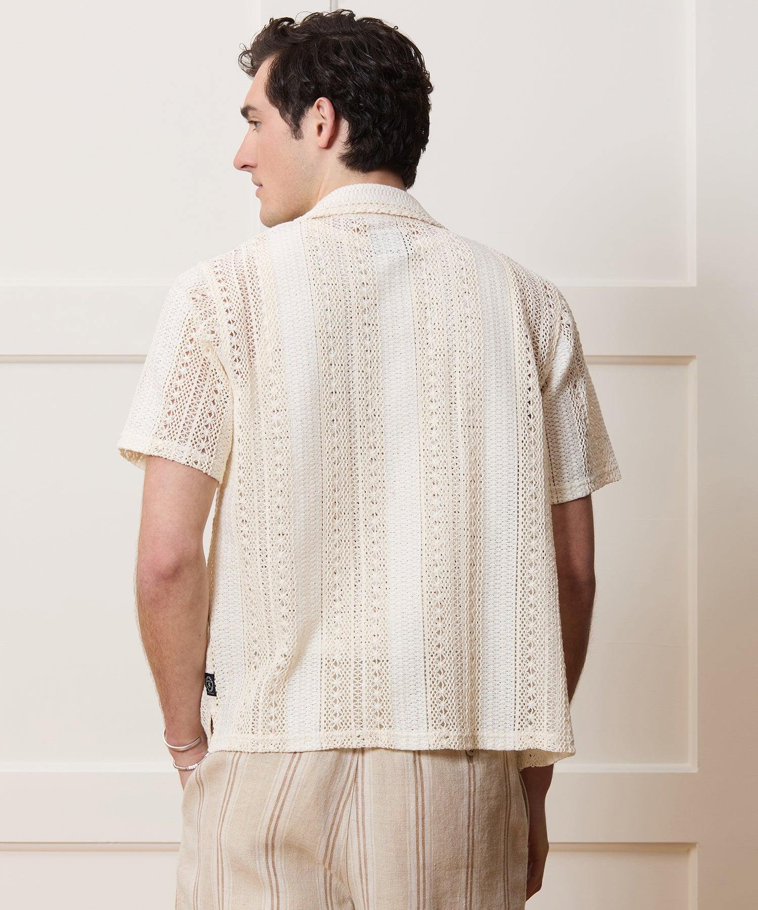 Relaxed Open-Knit Embroidered Cabana Polo Product Image