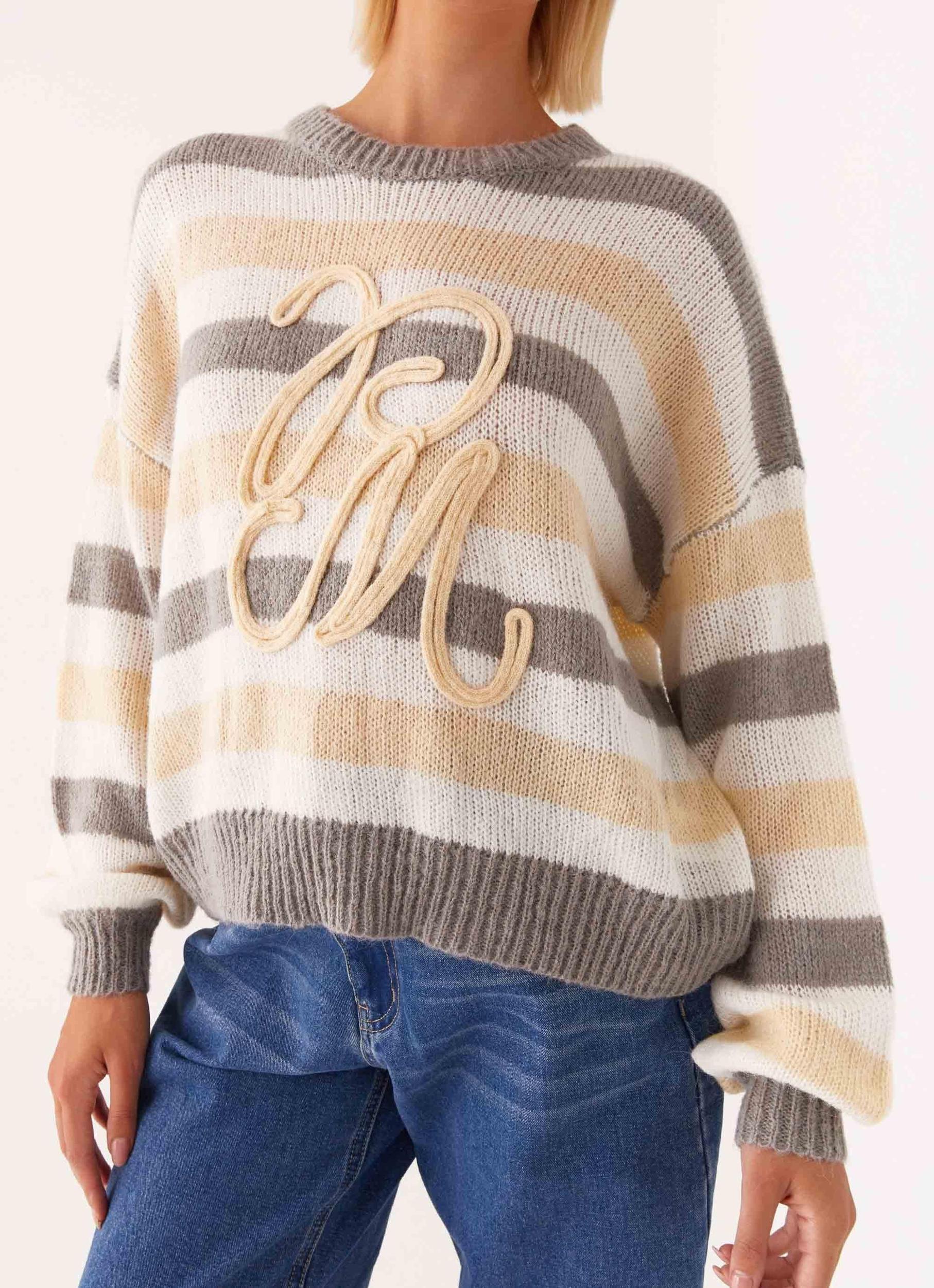 Main Character Oversized Knit Sweater - Stripe Product Image