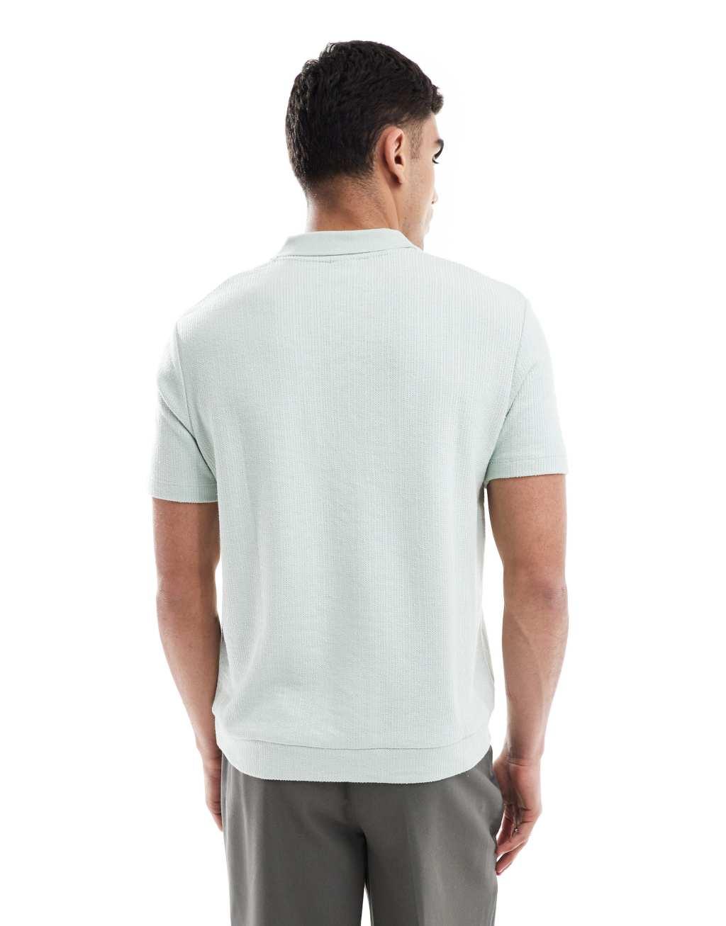 Bershka jersey polo in mint  Product Image
