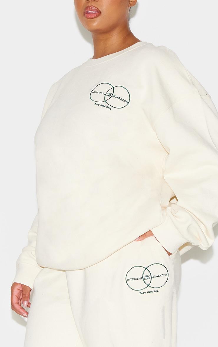  Cream Circle Wellness Premium Print Oversized Sweatshirt Product Image