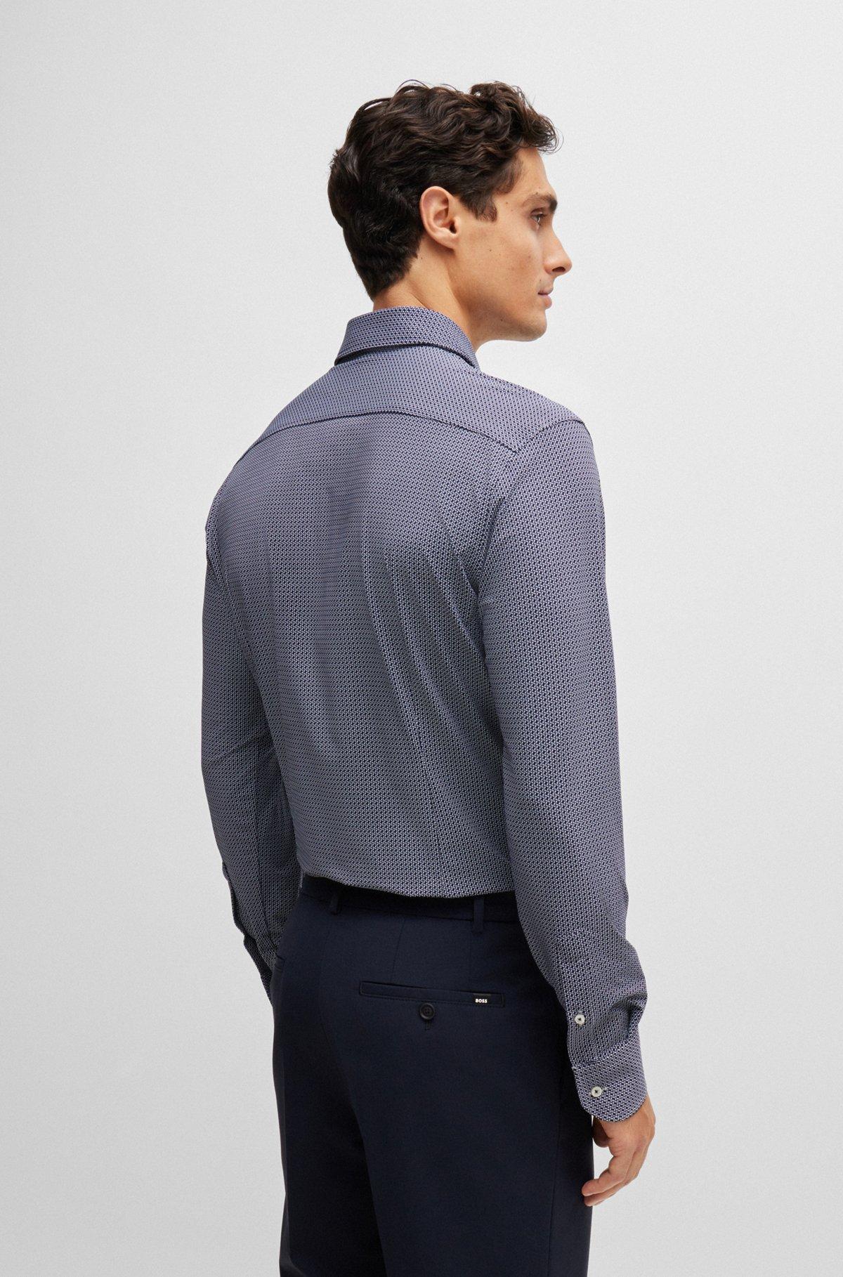 Slim-fit shirt in geometric-print performance-stretch material Product Image
