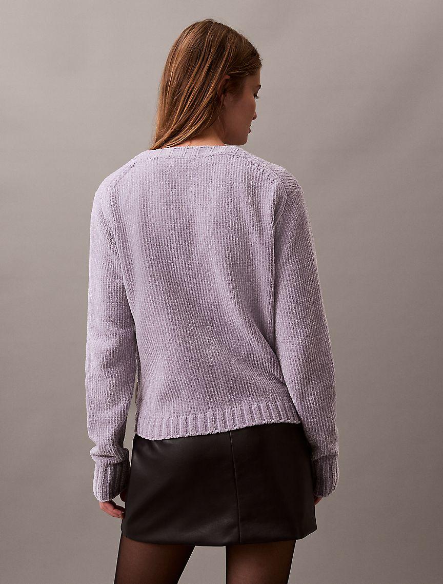 Chenille Relaxed V-Neck Sweater Product Image