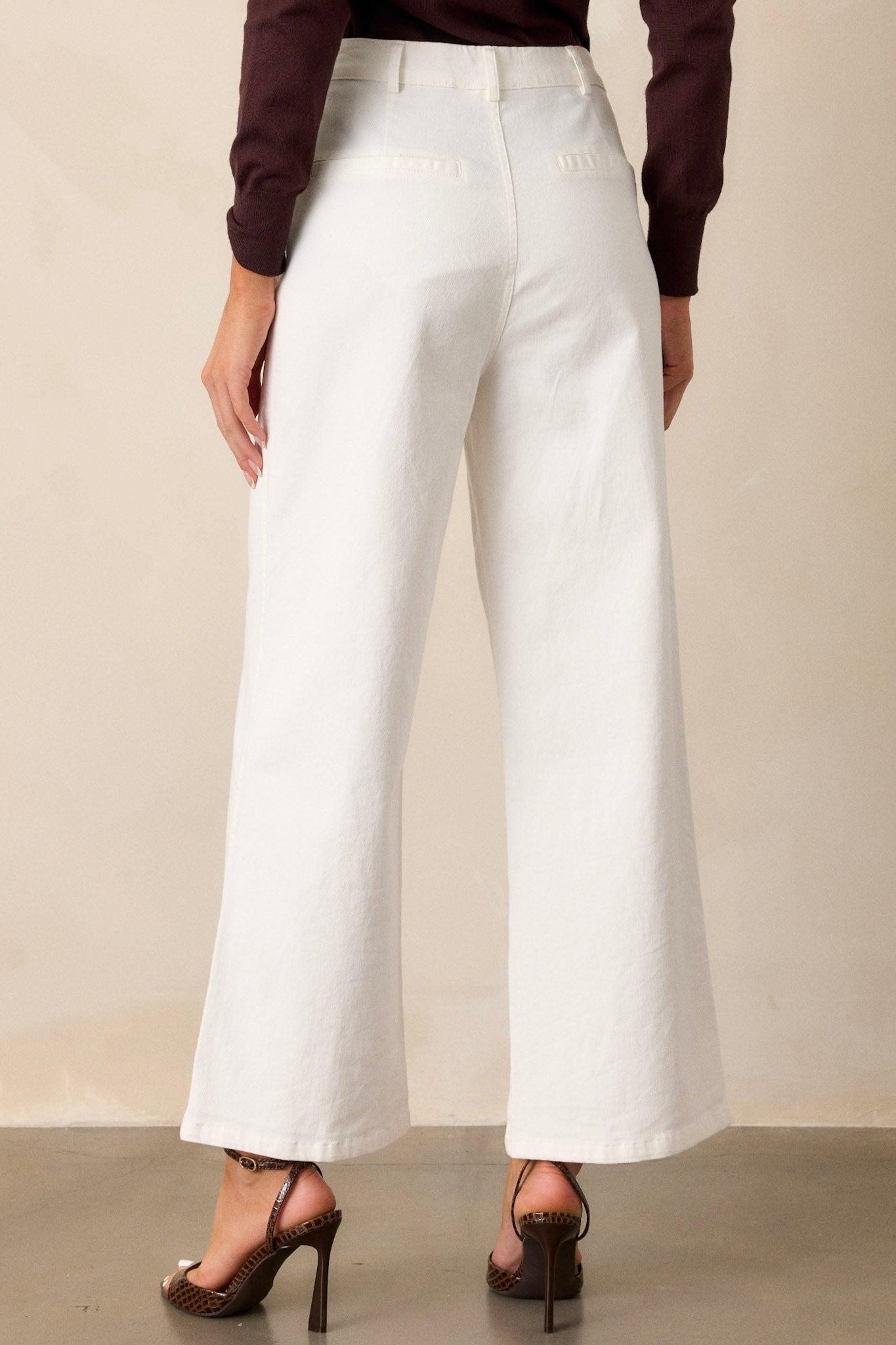 Sleek Silhouette Ivory Wide Leg Jeans Product Image