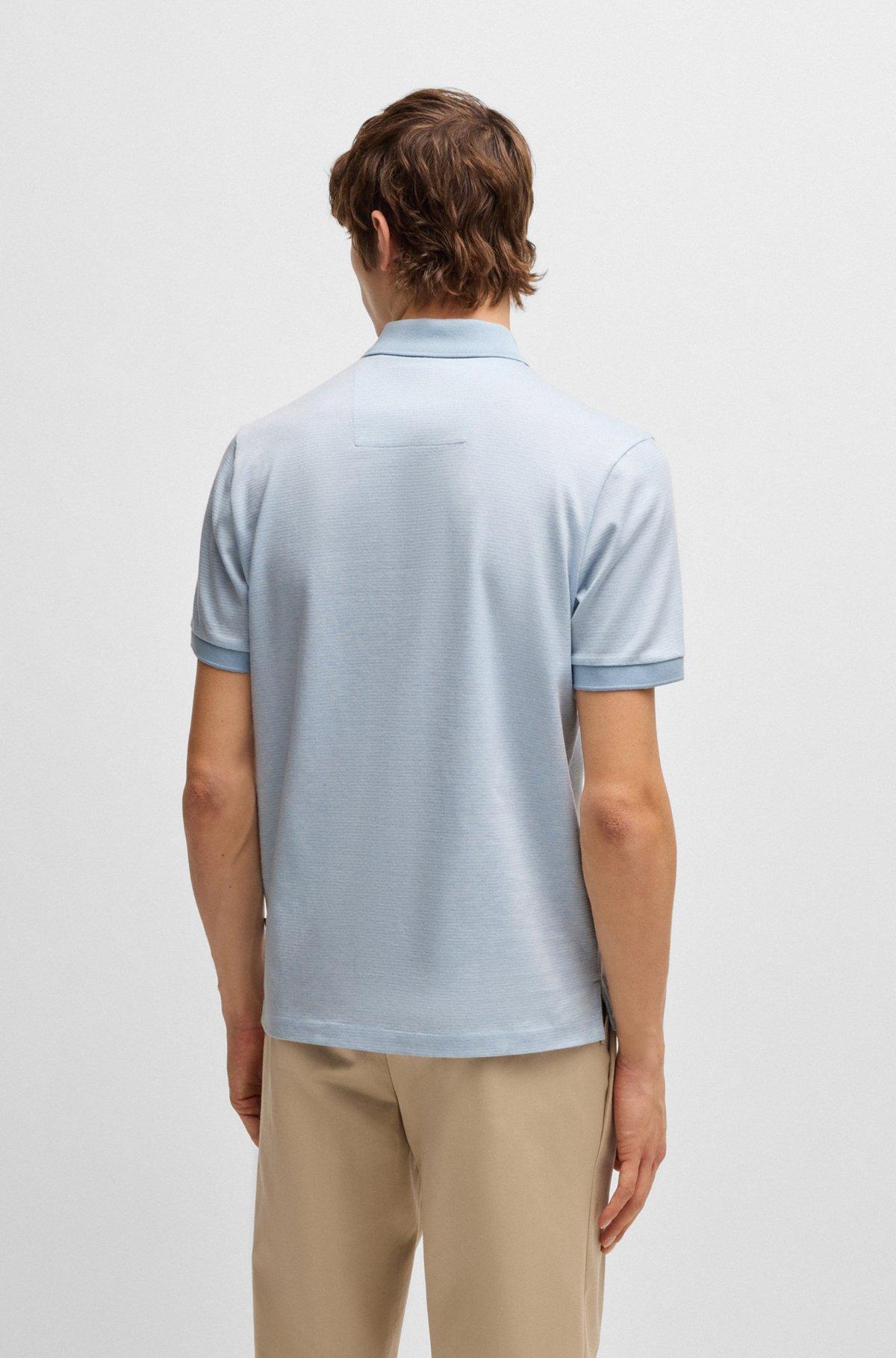 BOSS - Mercerized-cotton polo shirt with micro pattern - Light Blue Product Image
