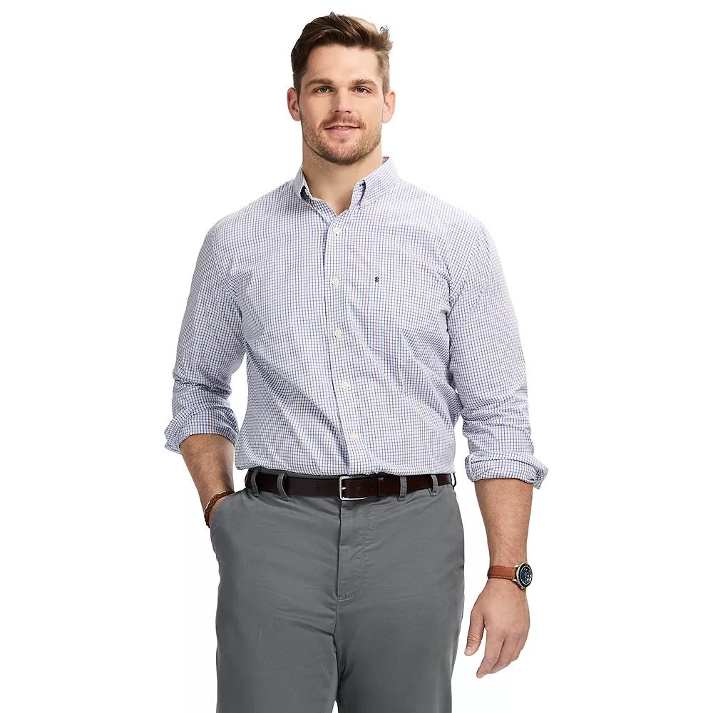 Big & Tall IZOD Performance Long Sleeve Plaid Button Down Shirt, Men's, Size: 3XL Tall, Sunset Purple Product Image