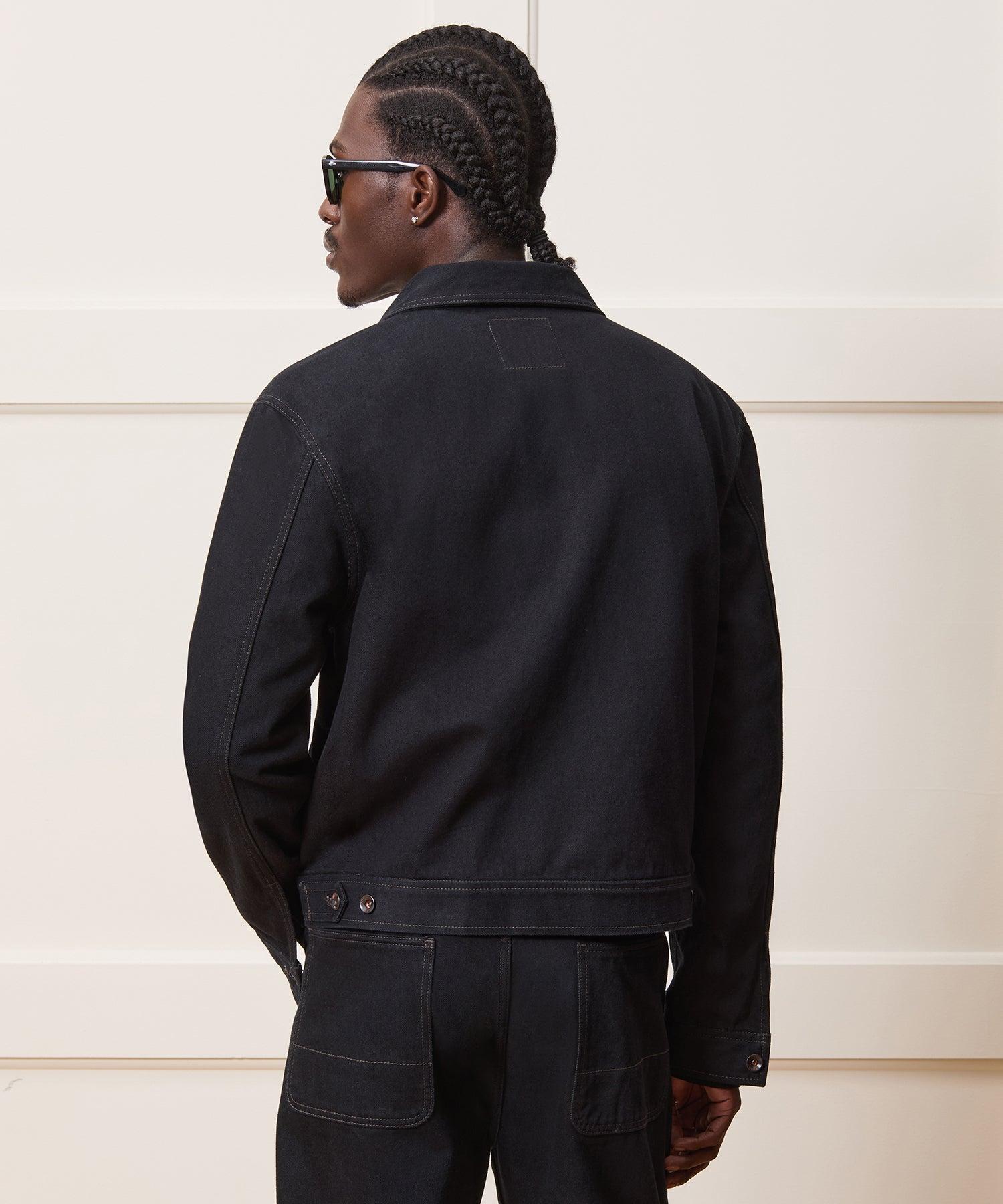 Cropped Denim Eisenhower Jacket Product Image